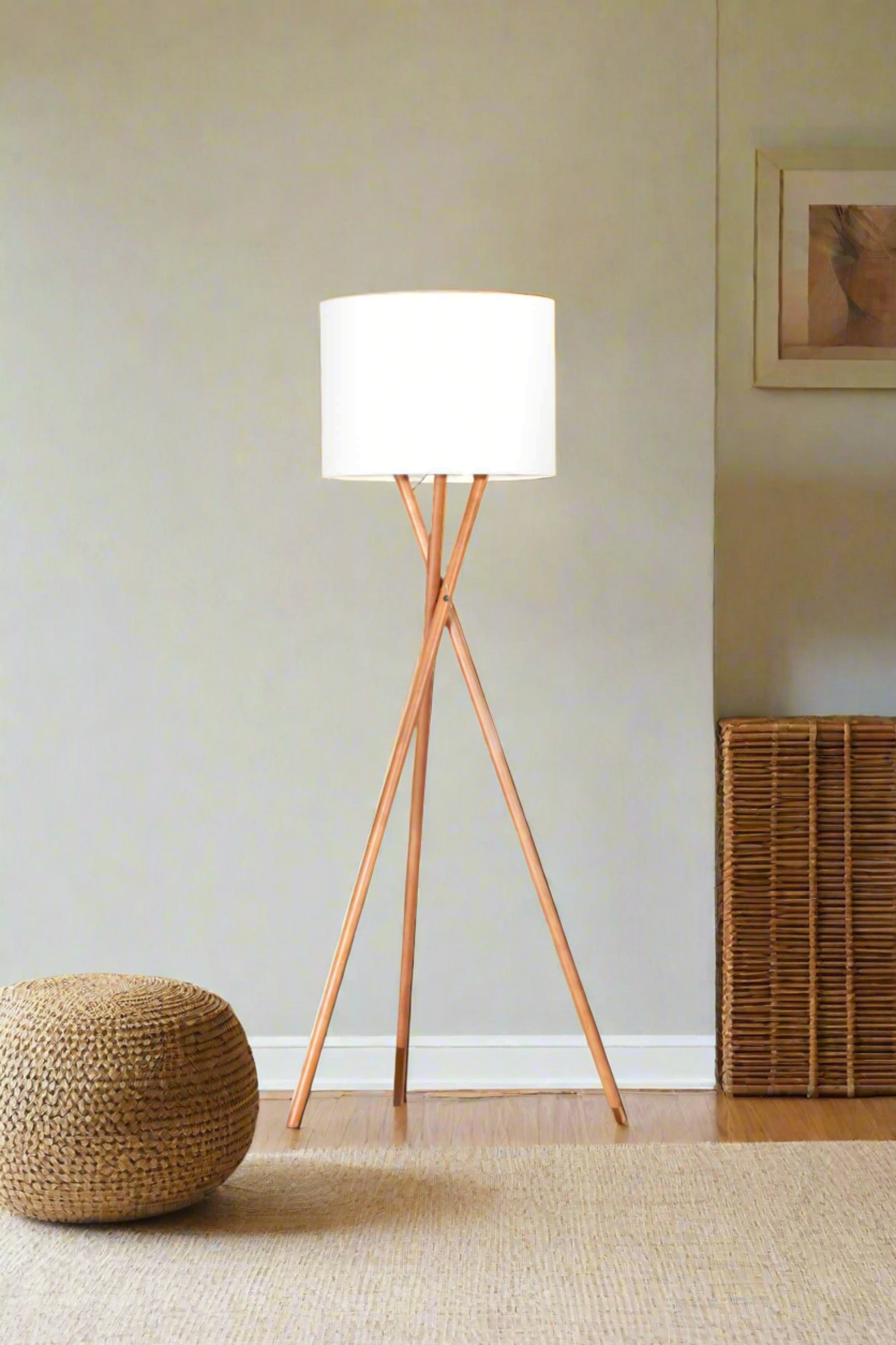 Boho Style Floor Lamp - Wood