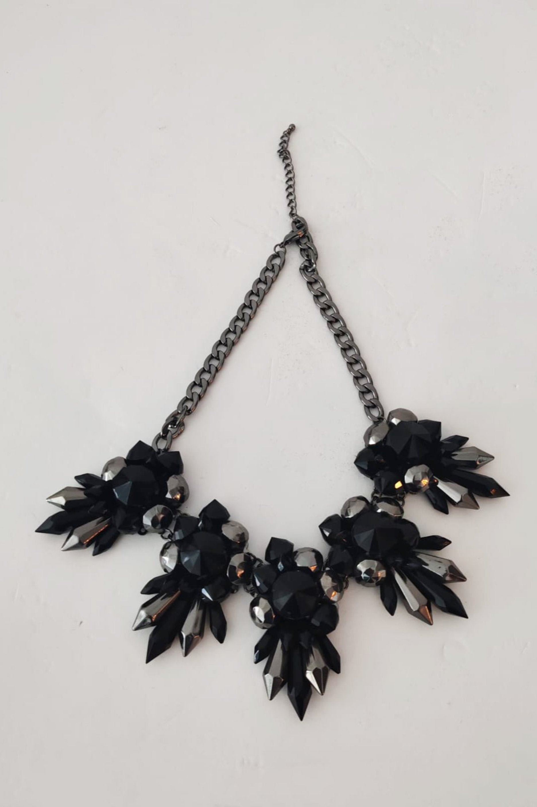 Black Flower Crystal Necklace