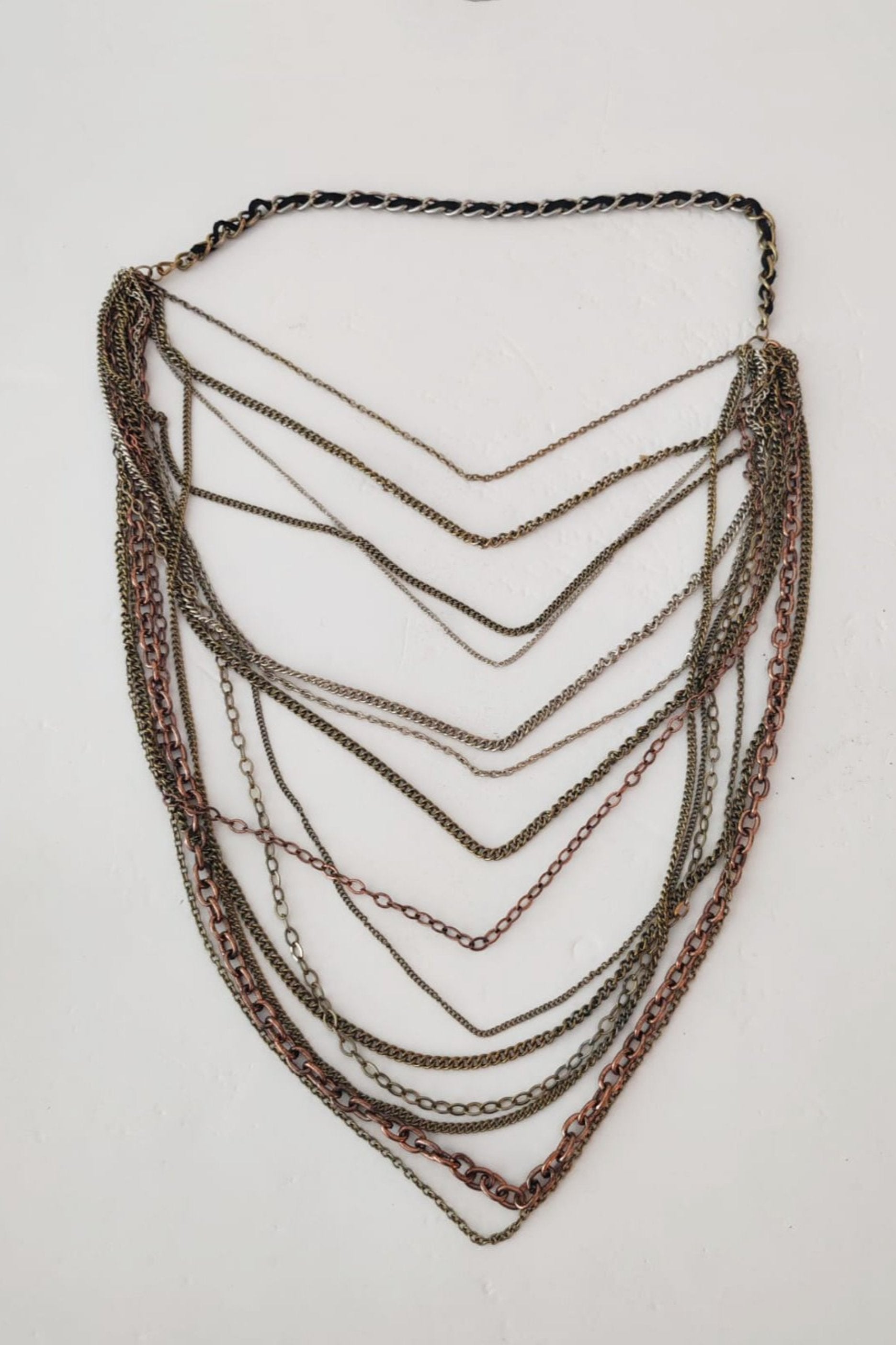 Black Chain Multi-Strand Layered Necklace