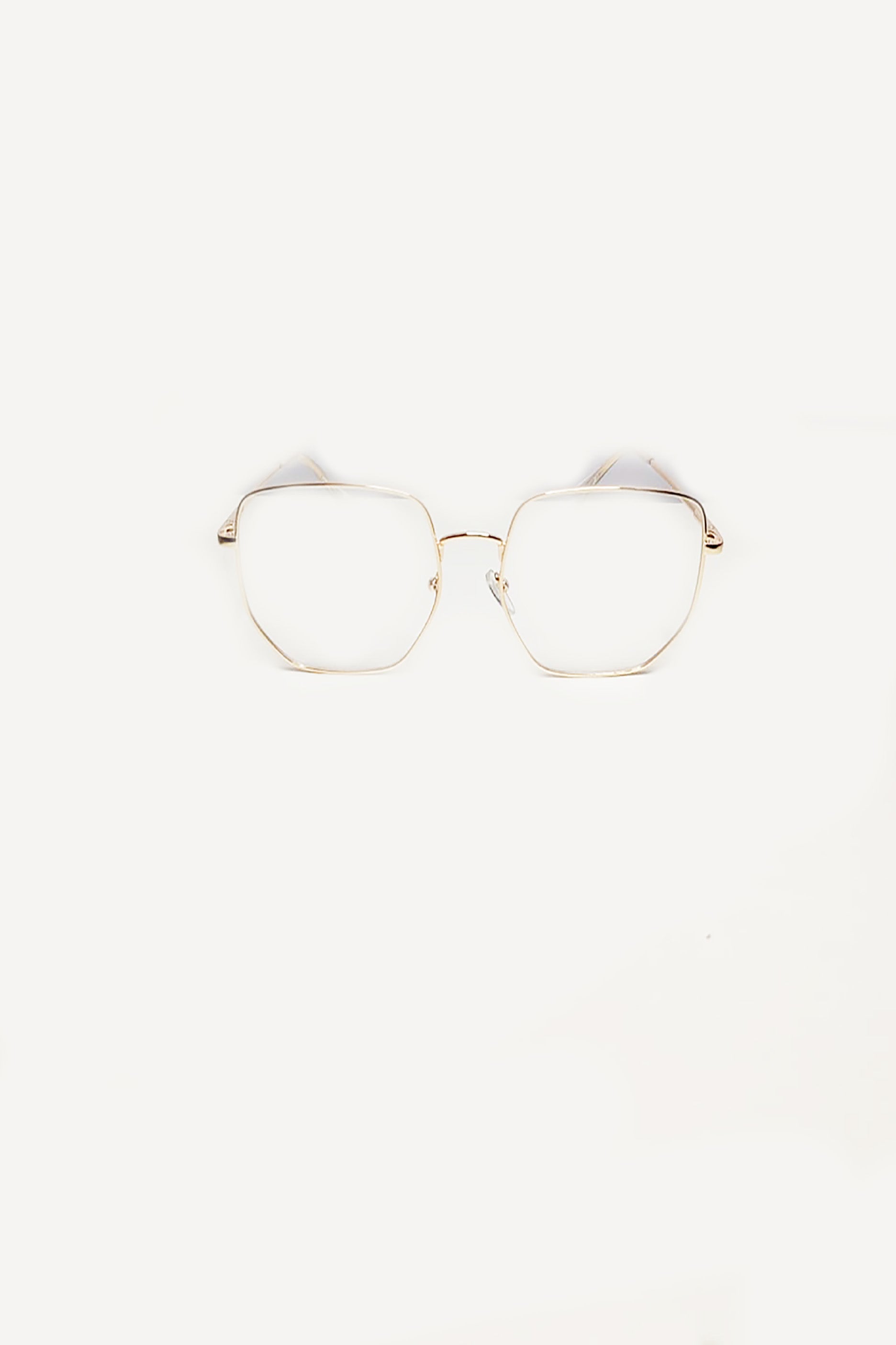 Oversized Gold Frame with Clear Tinted Sunglasses