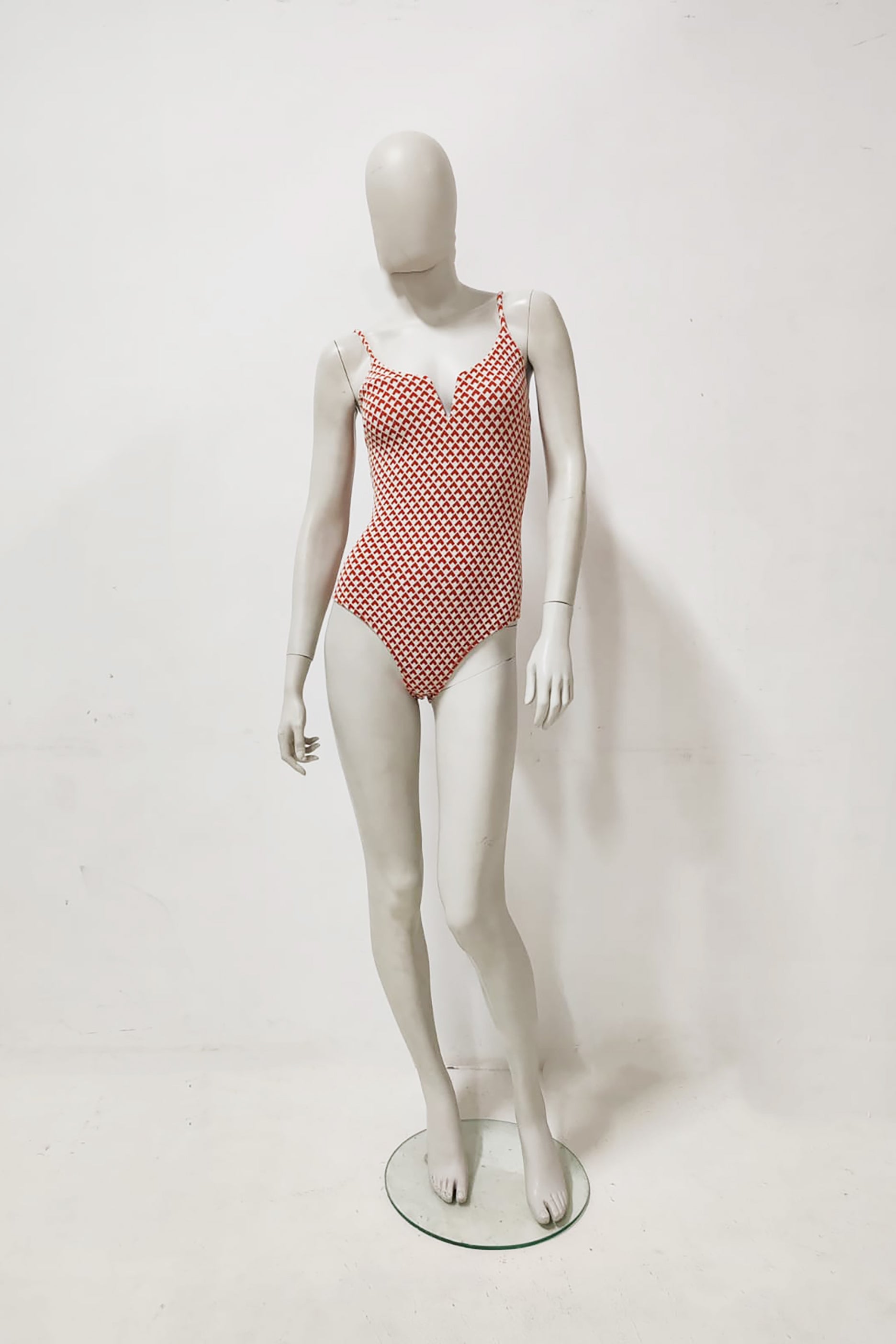 Geometric Jacquard Neckline Swimsuit