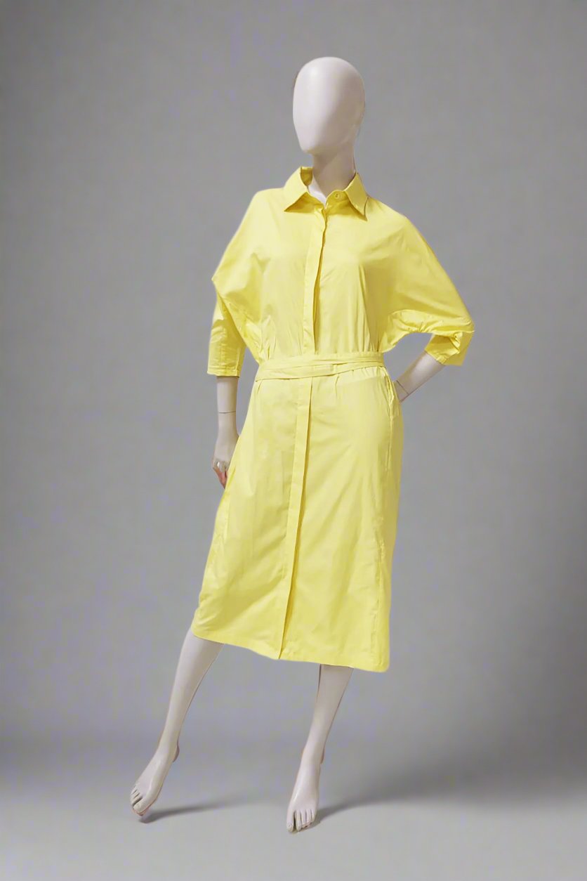 Yellow Cotton Shirt Dress