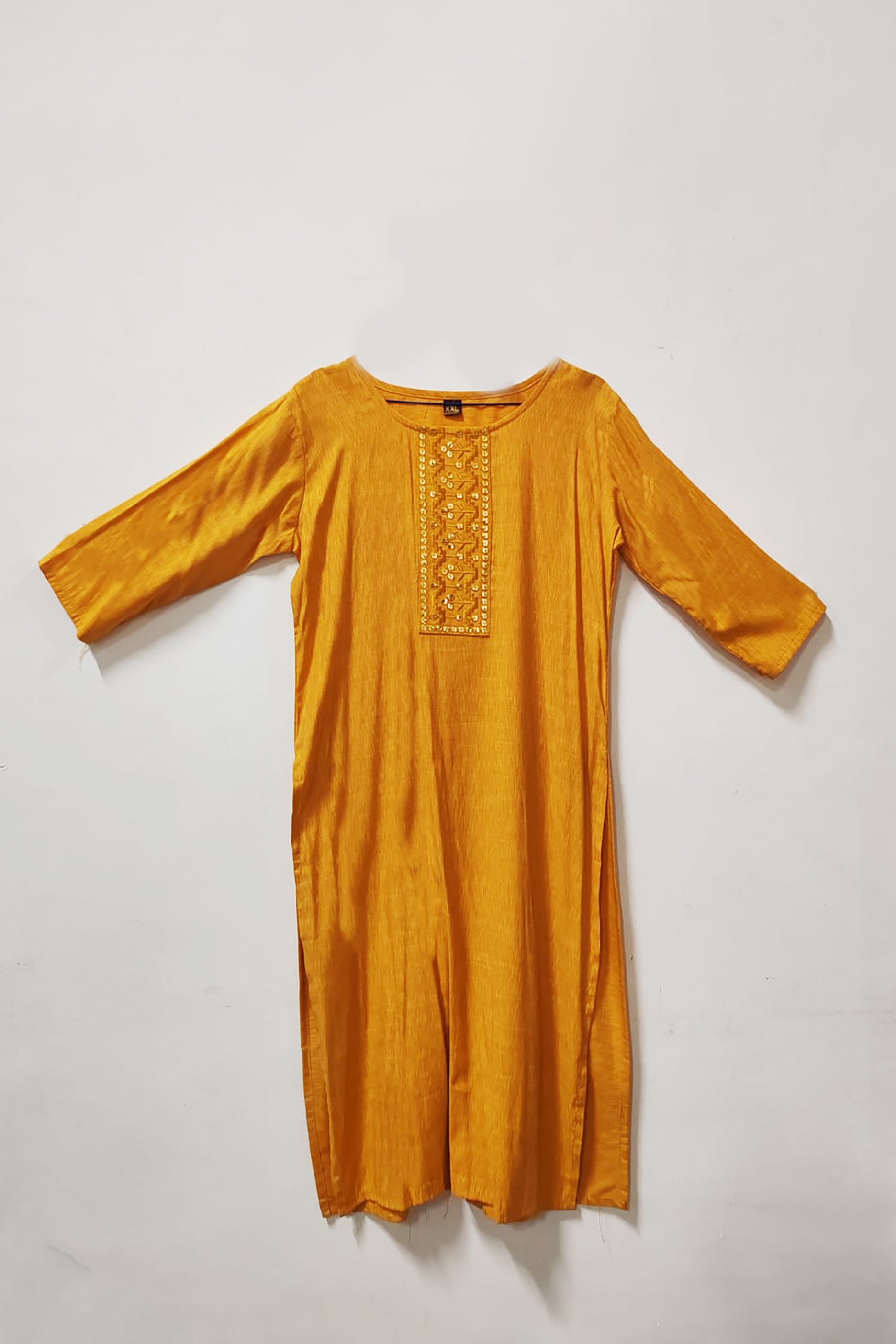 Mustard Color With Embroidery Kurta Set