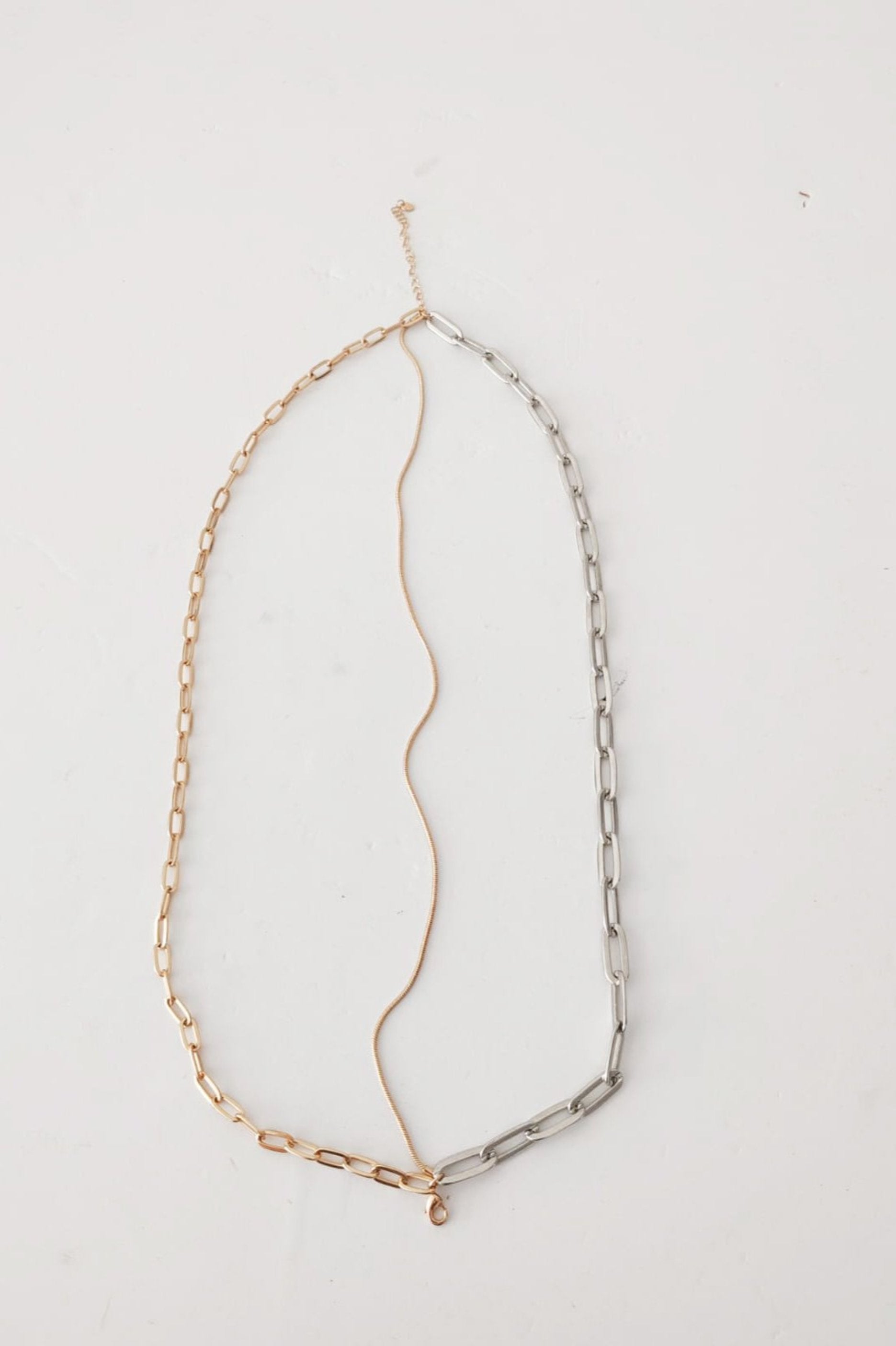 White and Gold Paperclip Necklace