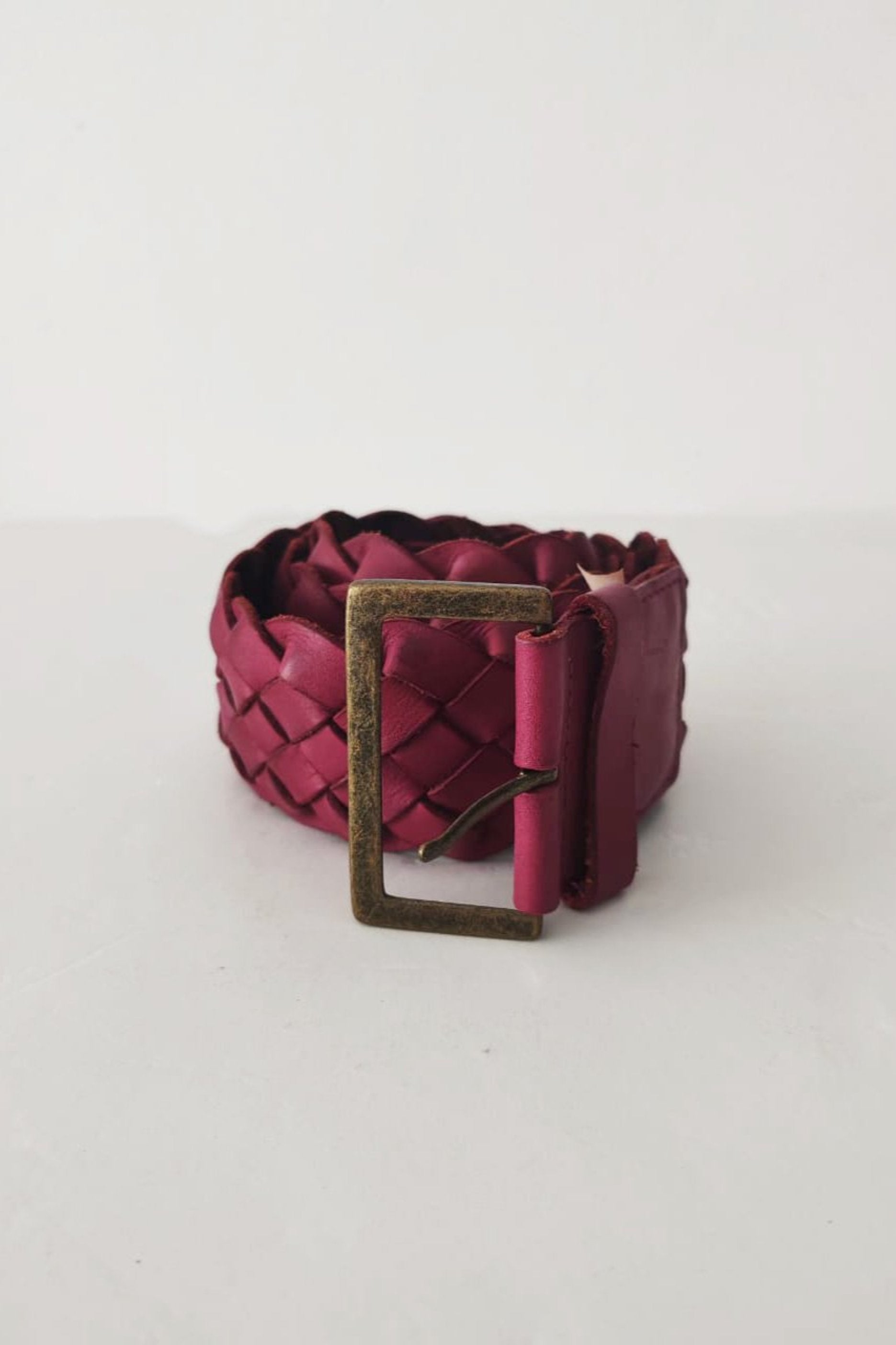 Braided Casual Leather Pink Belt