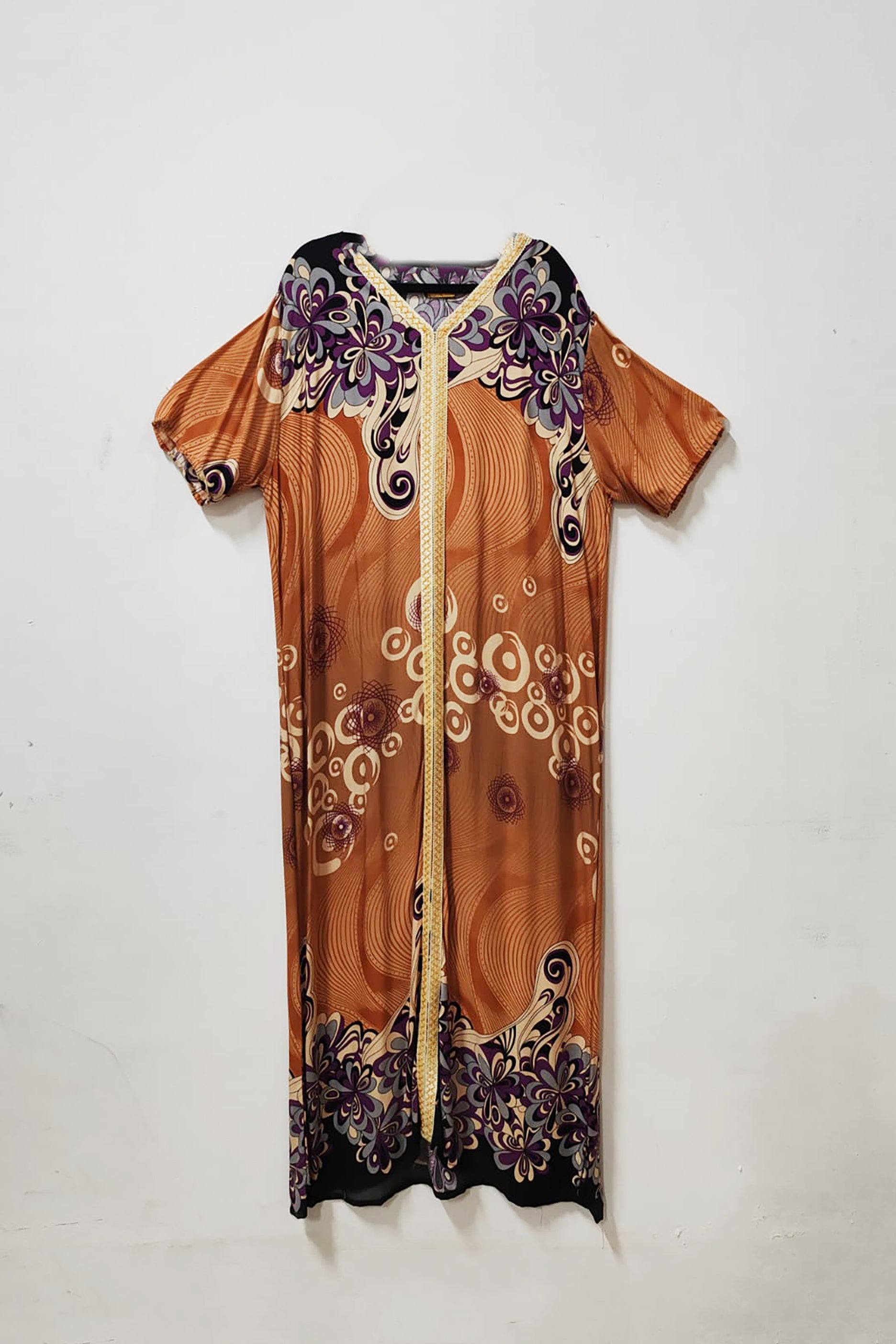 Oversized Brown Printed Jalabiya