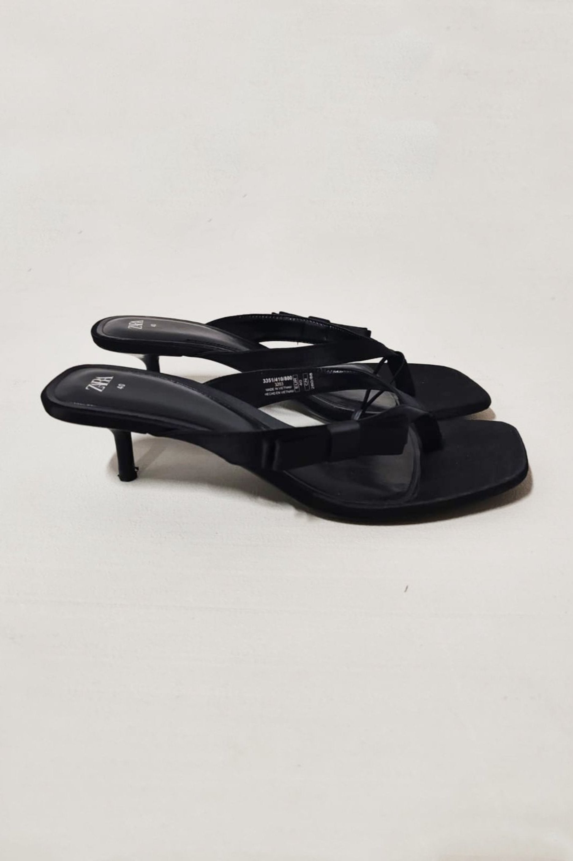 Black Thong Mid Heel Sandals Eu40