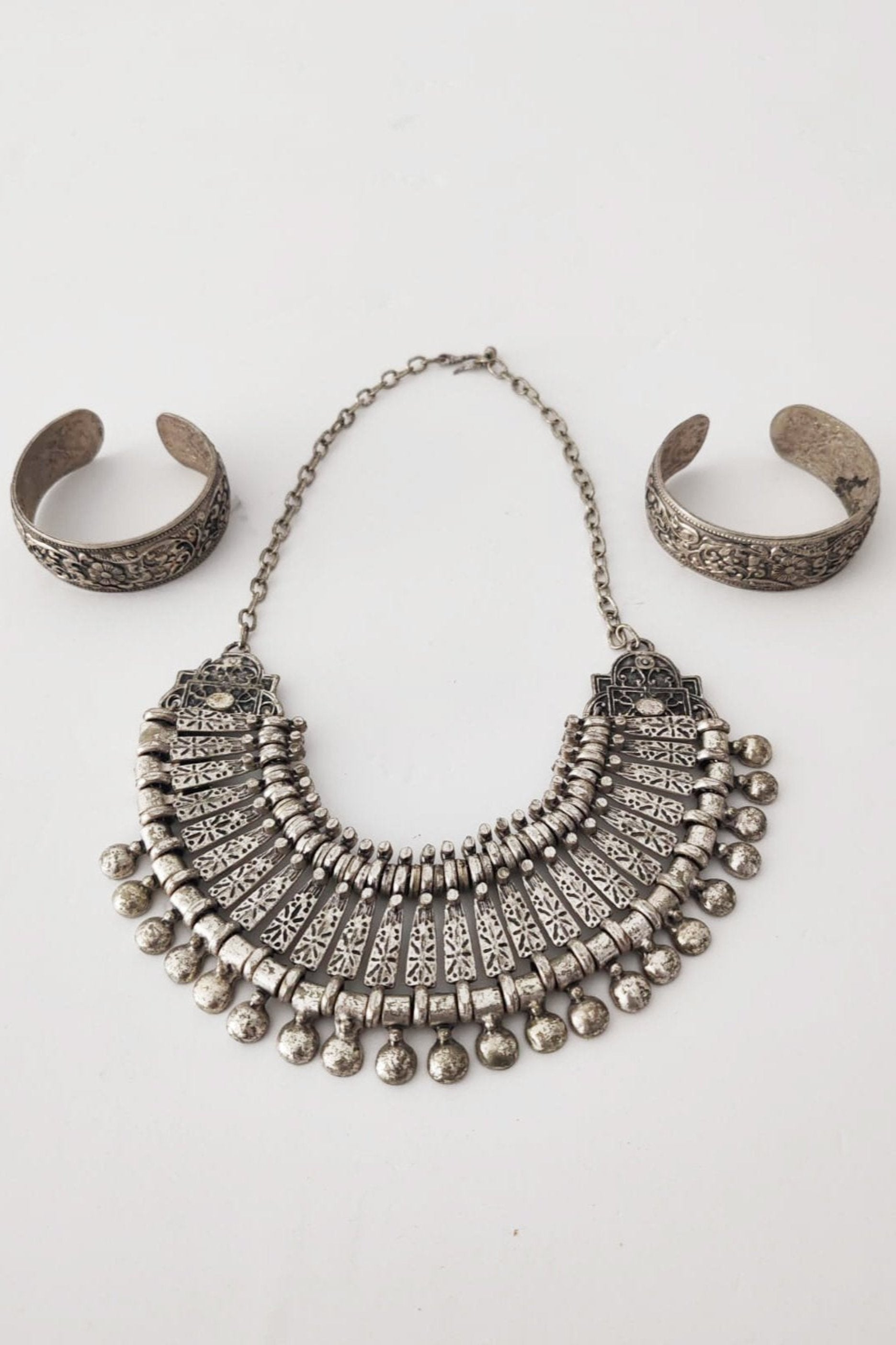 Antique Silver Lunar Necklace Set