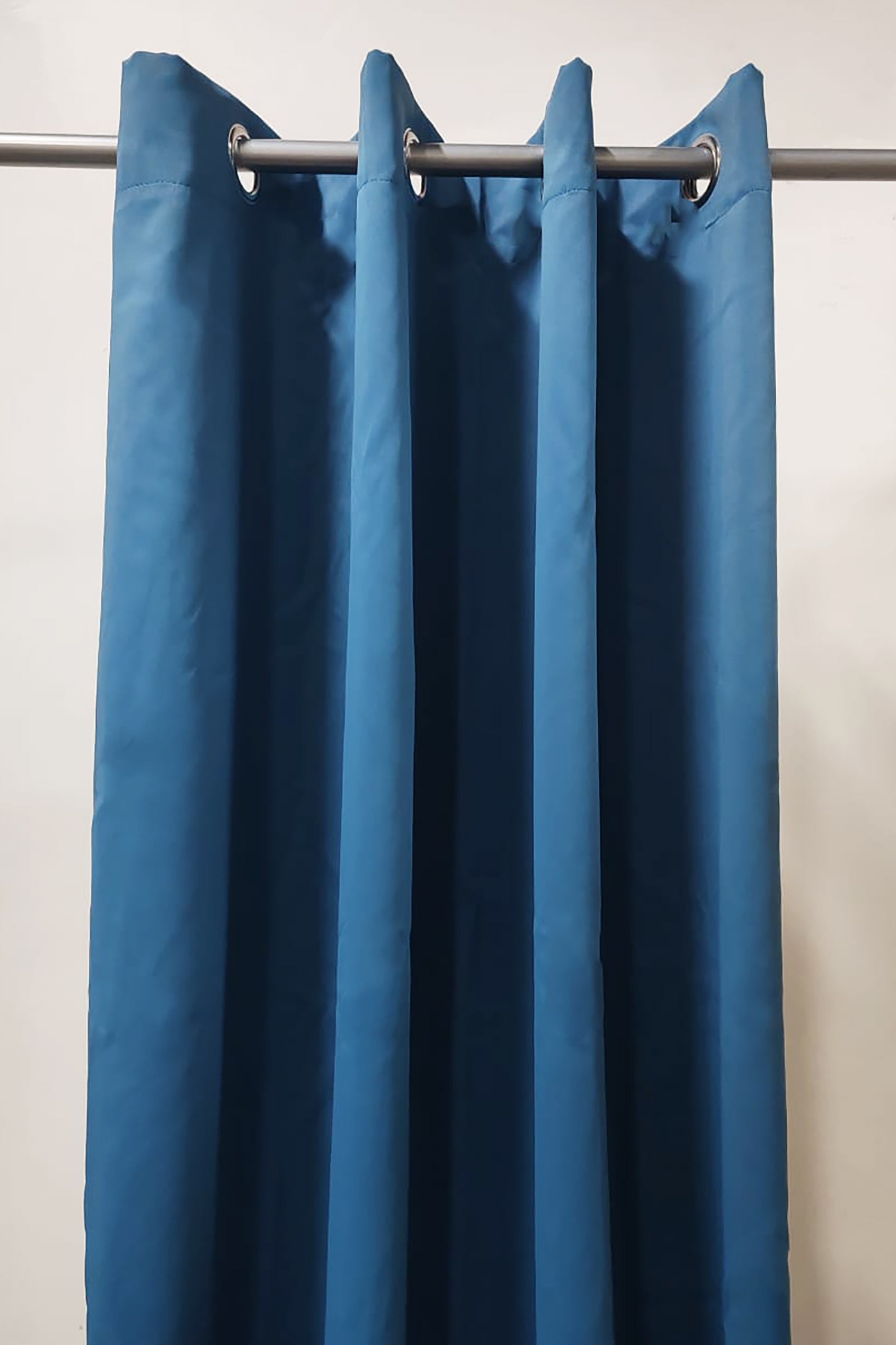 Blue Polyester Long Curtains (1pair/2pcs)