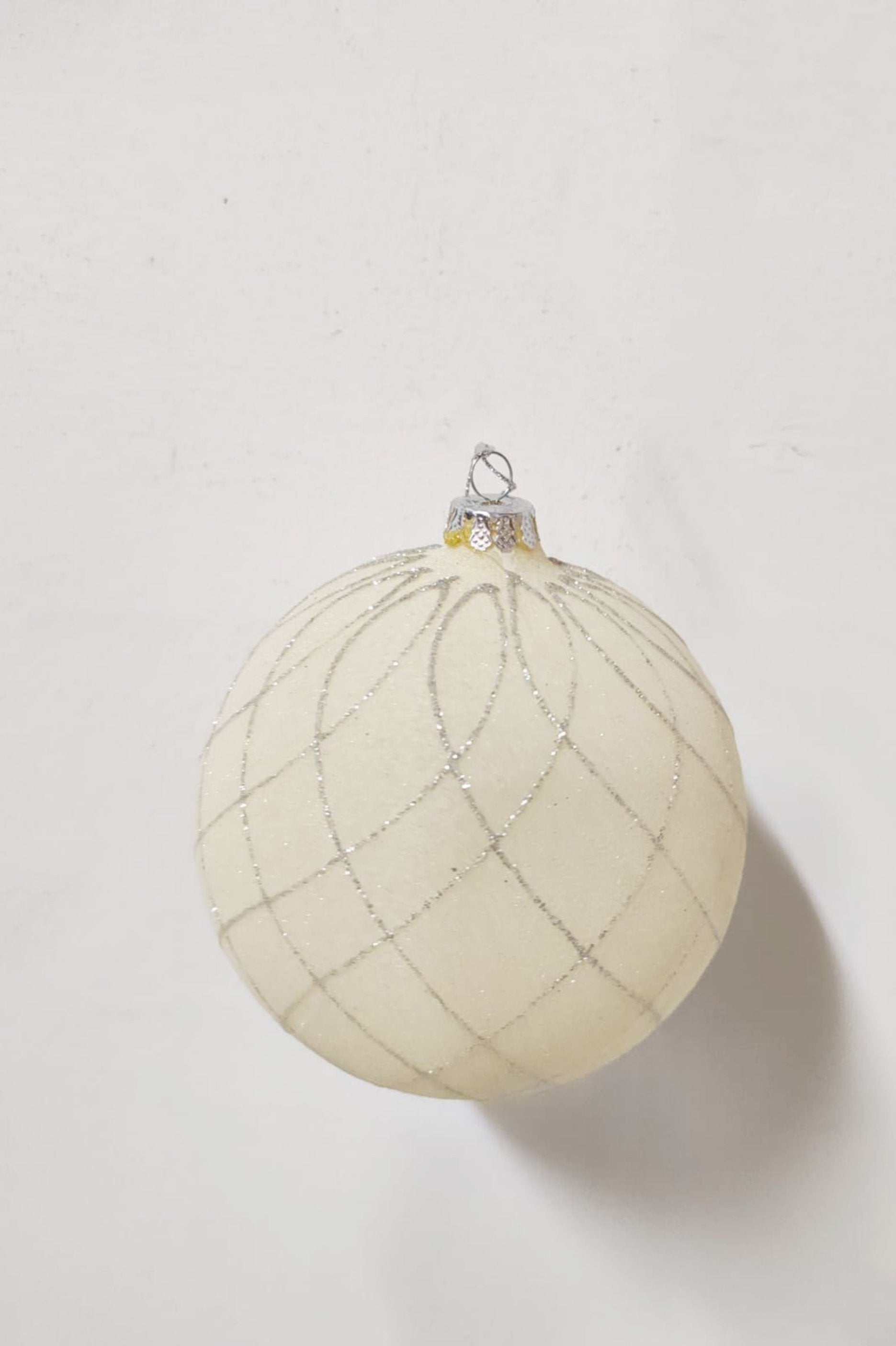 Silver Glass Bauble with Stripes