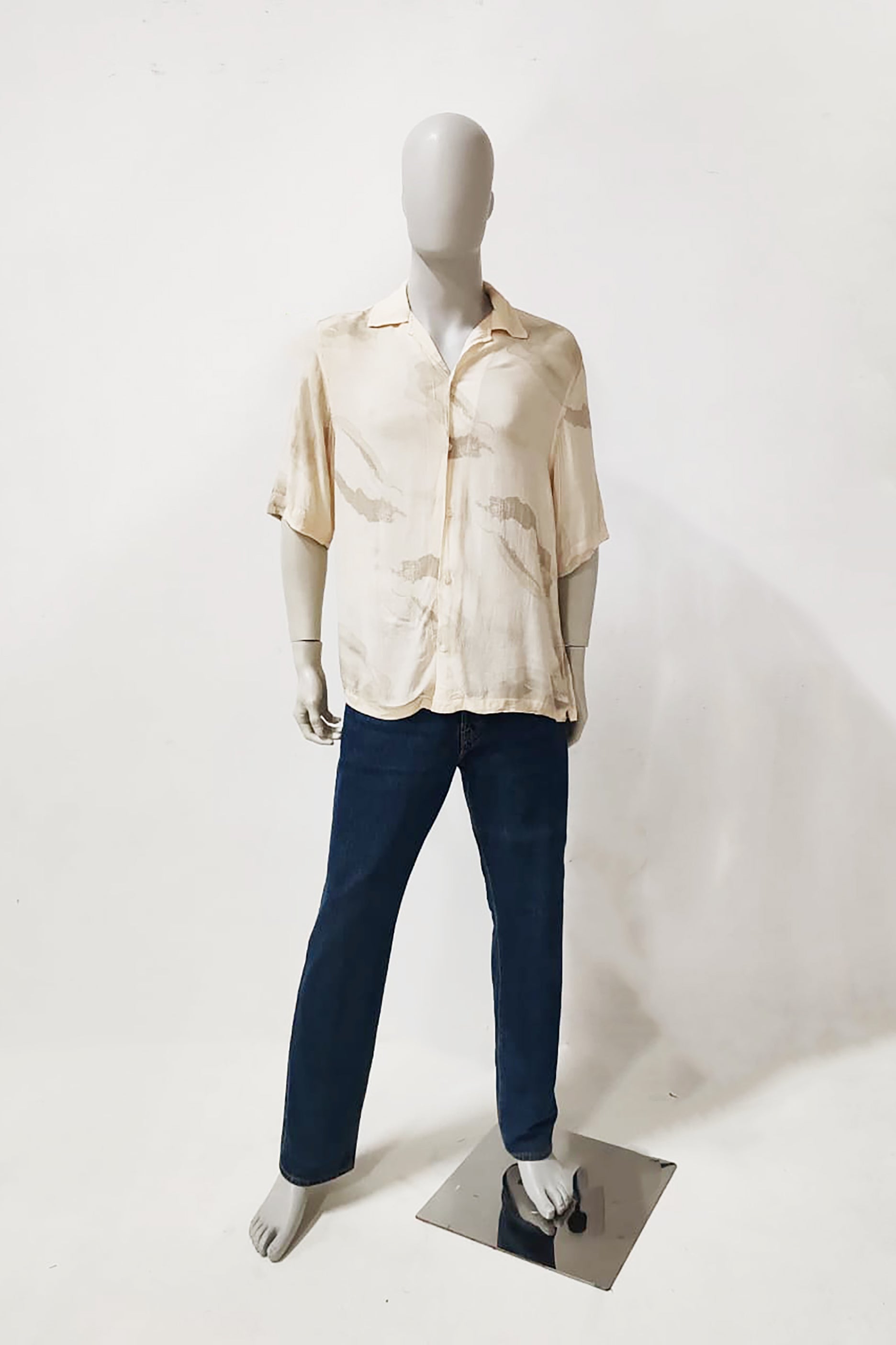 Mens Beige Shirt with Abstract Print