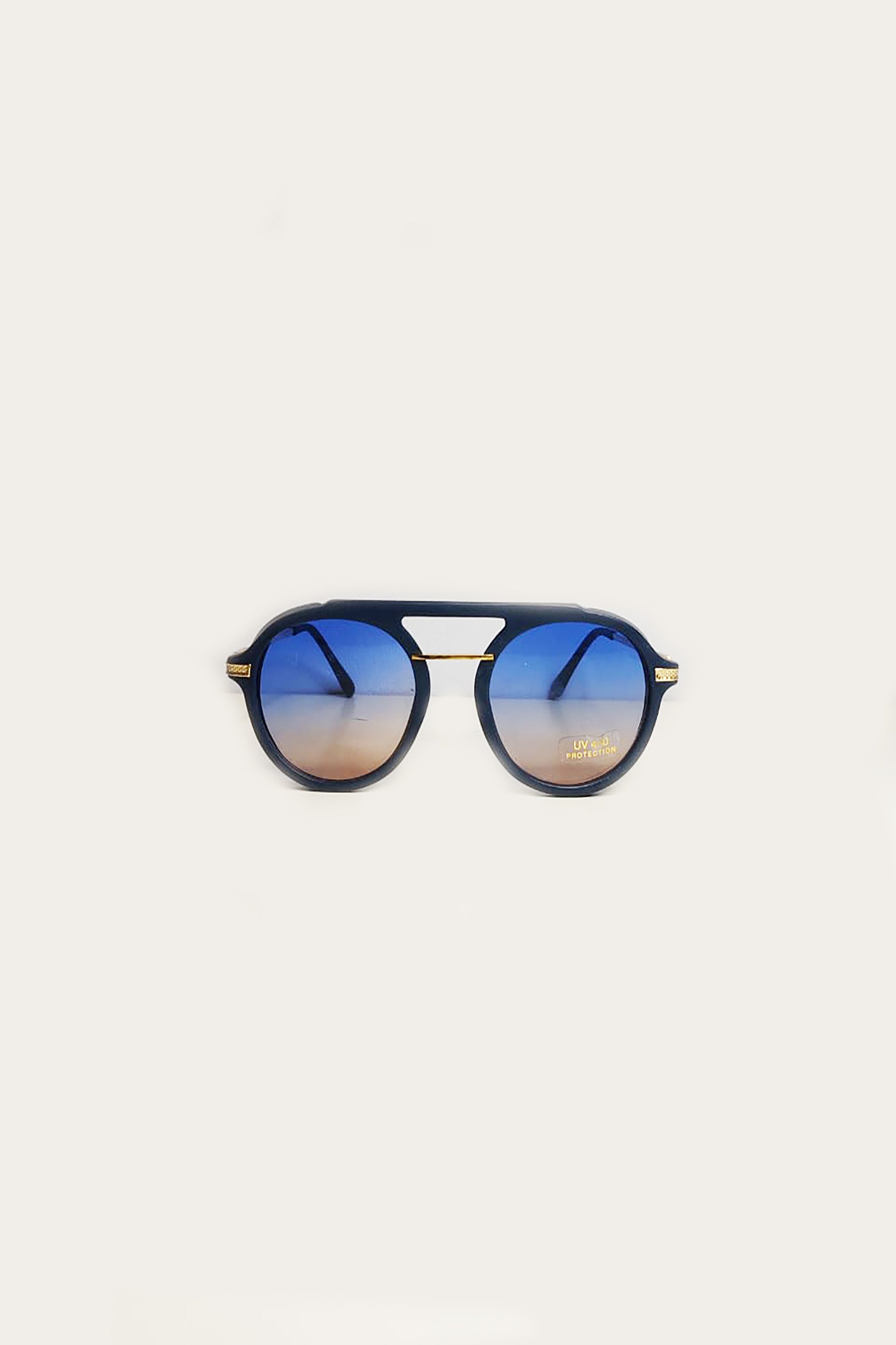 Gold Frame with Blue Tint Sunglasses