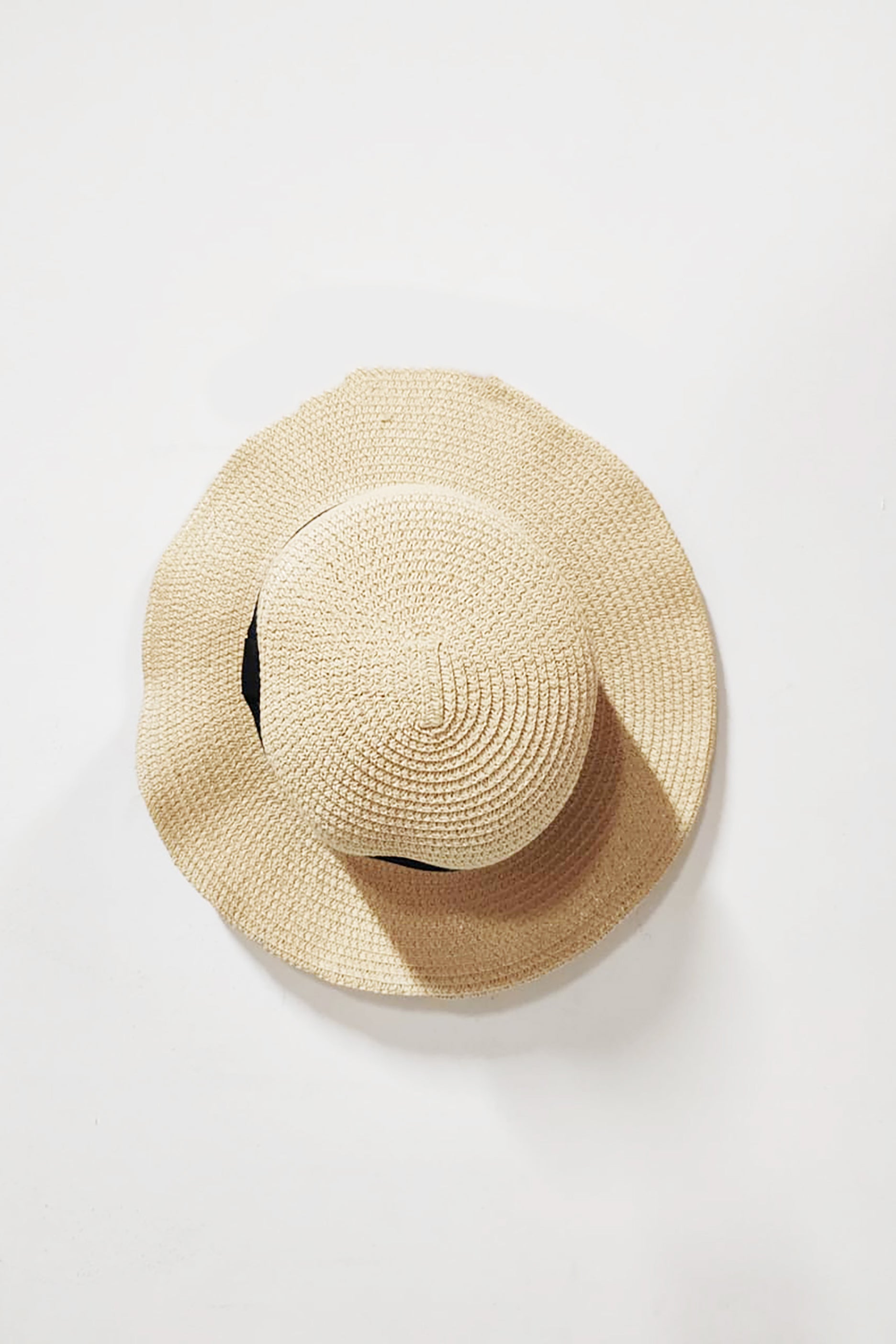 Beige Flat Top Woven Straw Hat