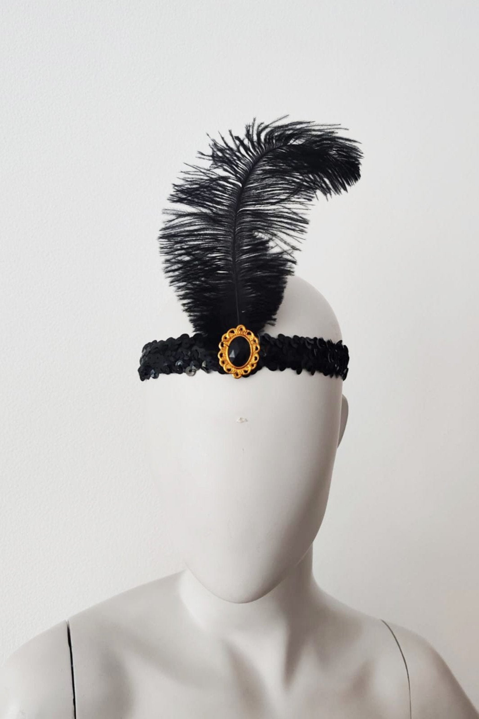 Flapper Headband with Feather Designed