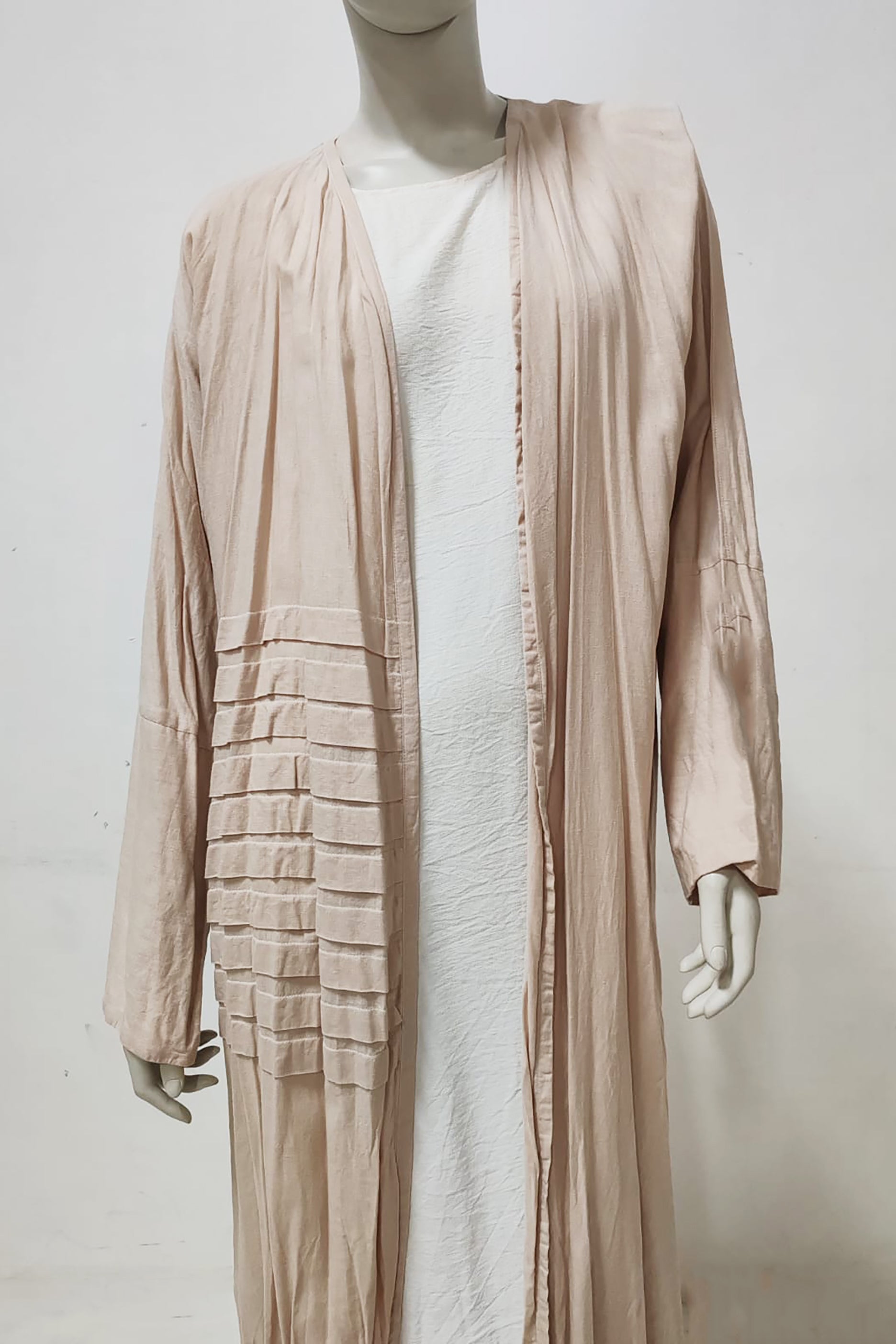 Beige Blush Textured Abaya