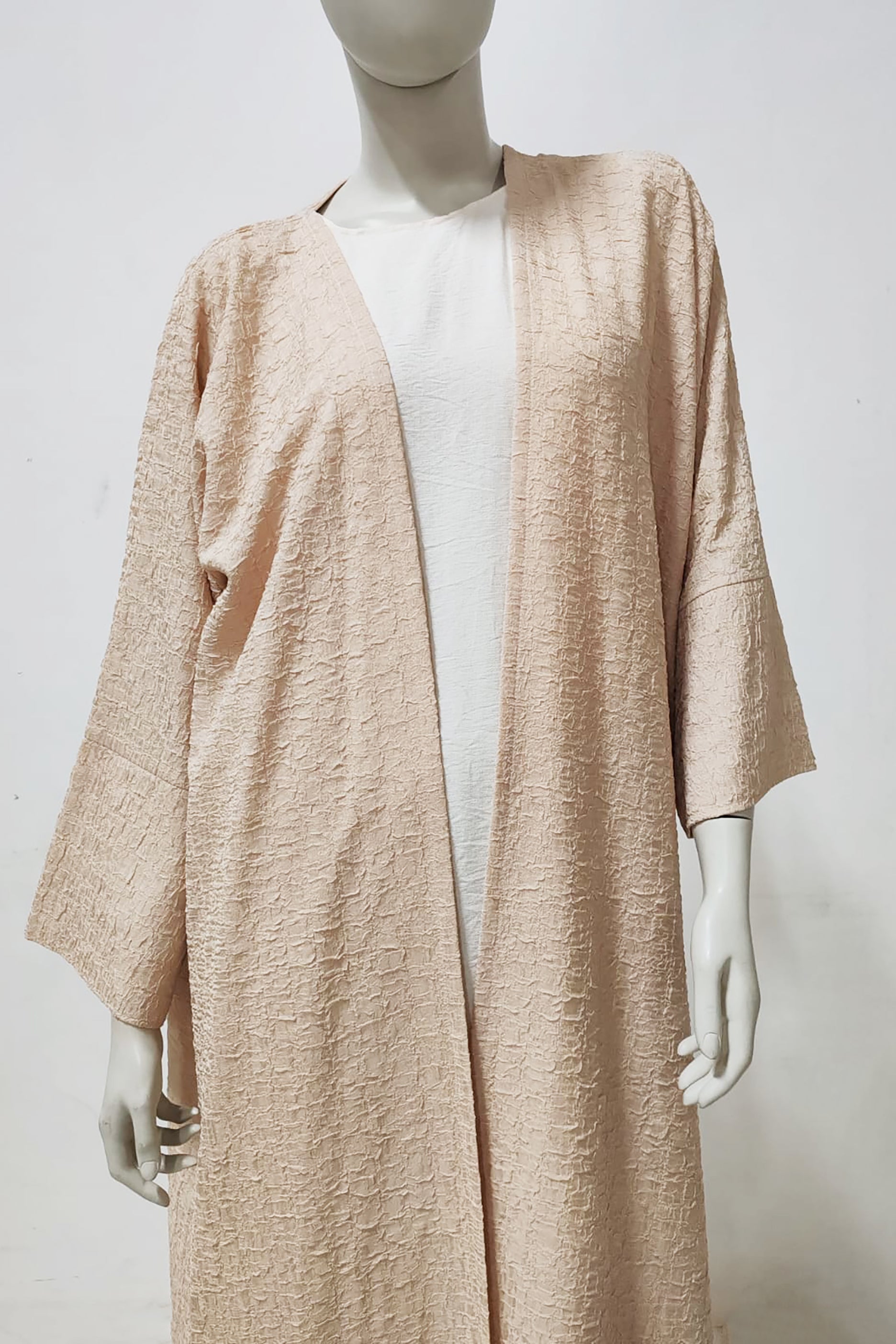 Beige Textured Design Abaya