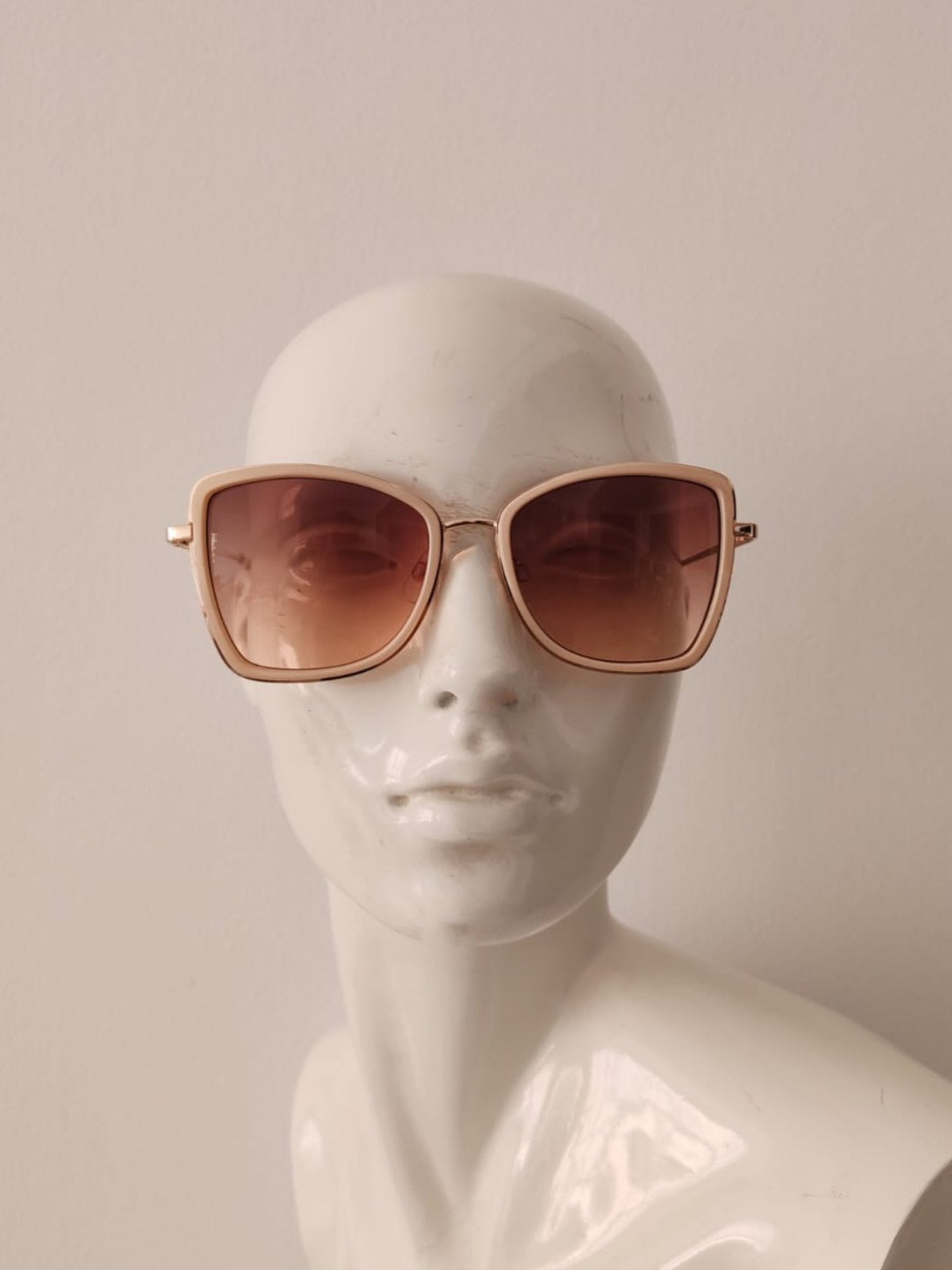 Oversized White Frame with Brown Tinted Sunglasses