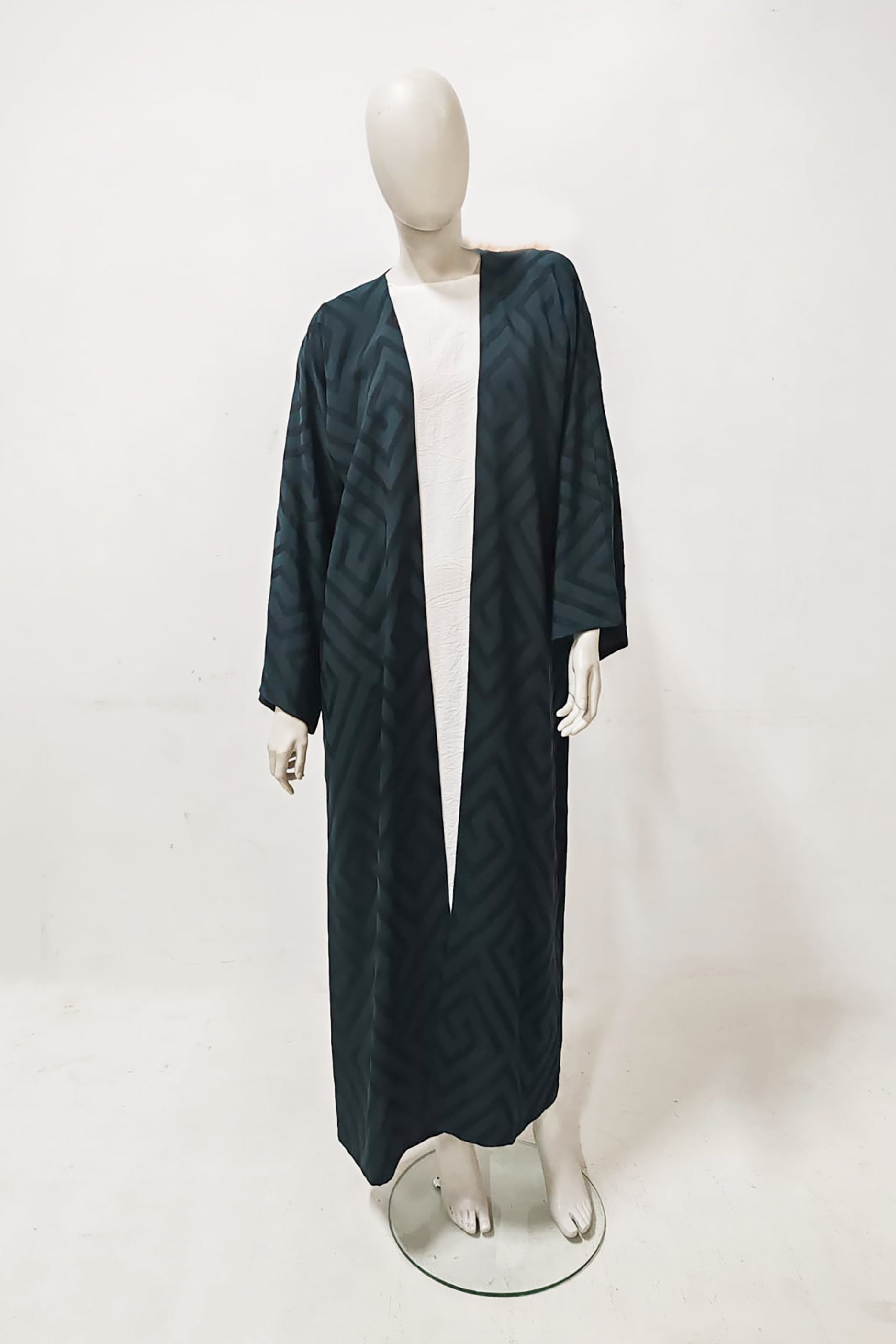 Dark Green Abaya with Print Design