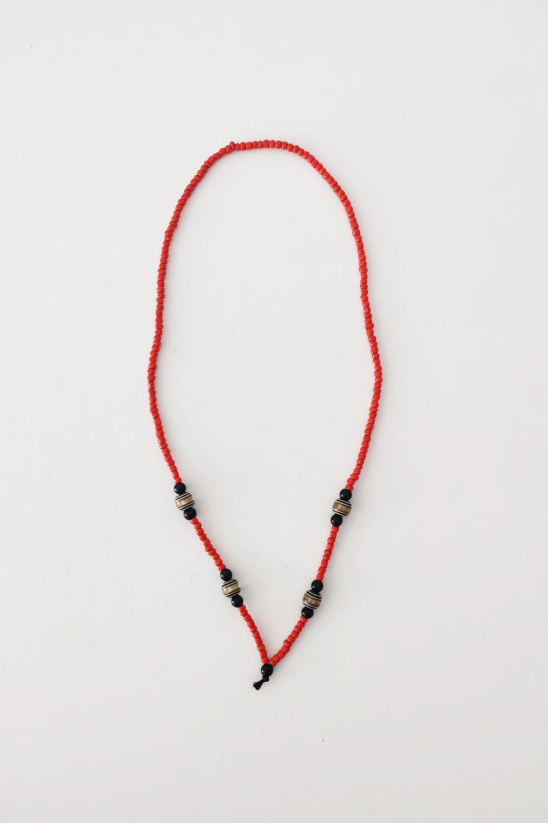 Red Coral Beads and Bronze Rondels