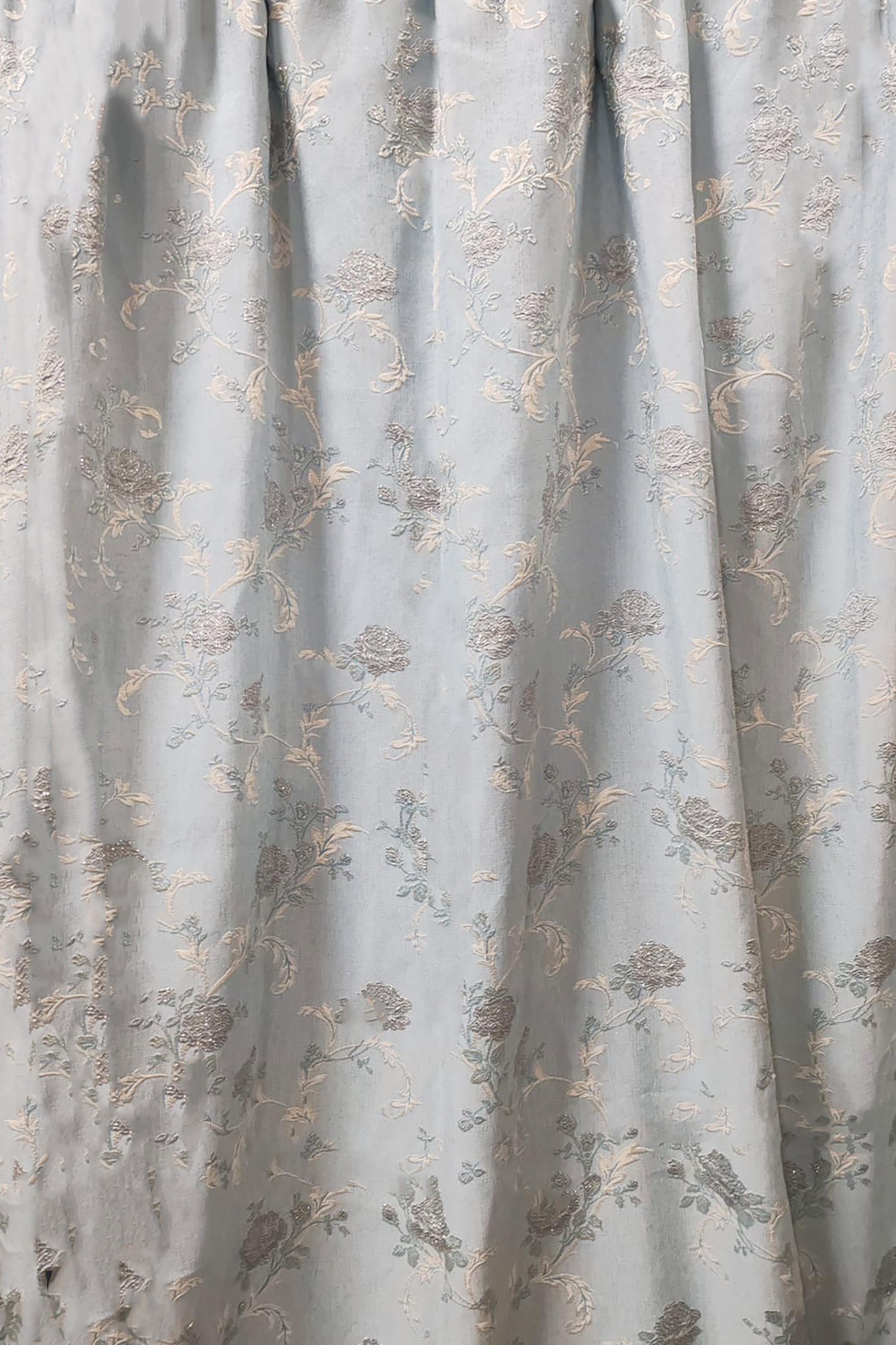 Light Blue Blackout Curtains with Floral Design