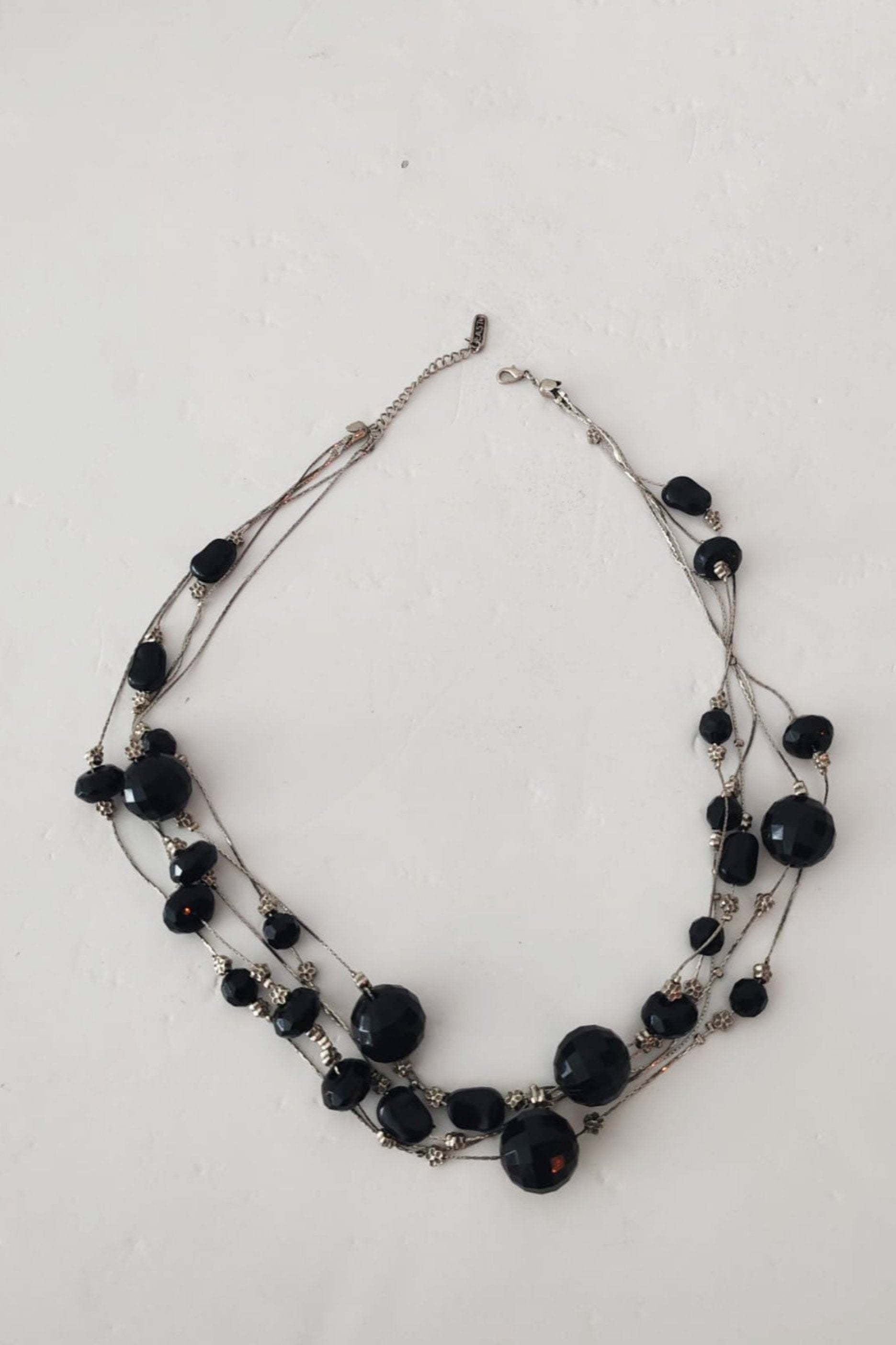 Black Beaded Layered Necklace