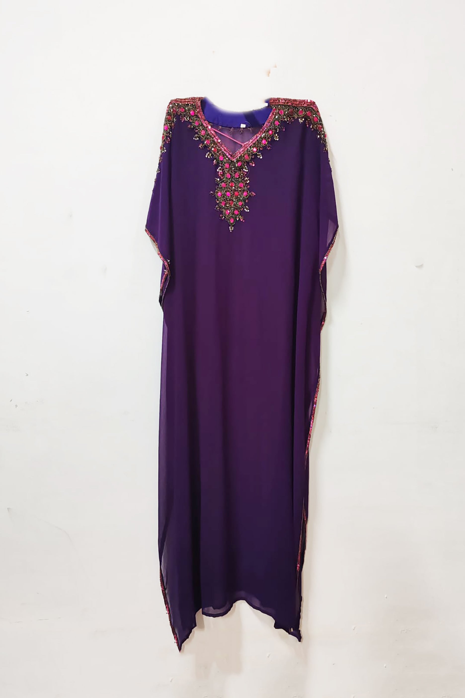 Oversized Violet Kaftan with Embroidery