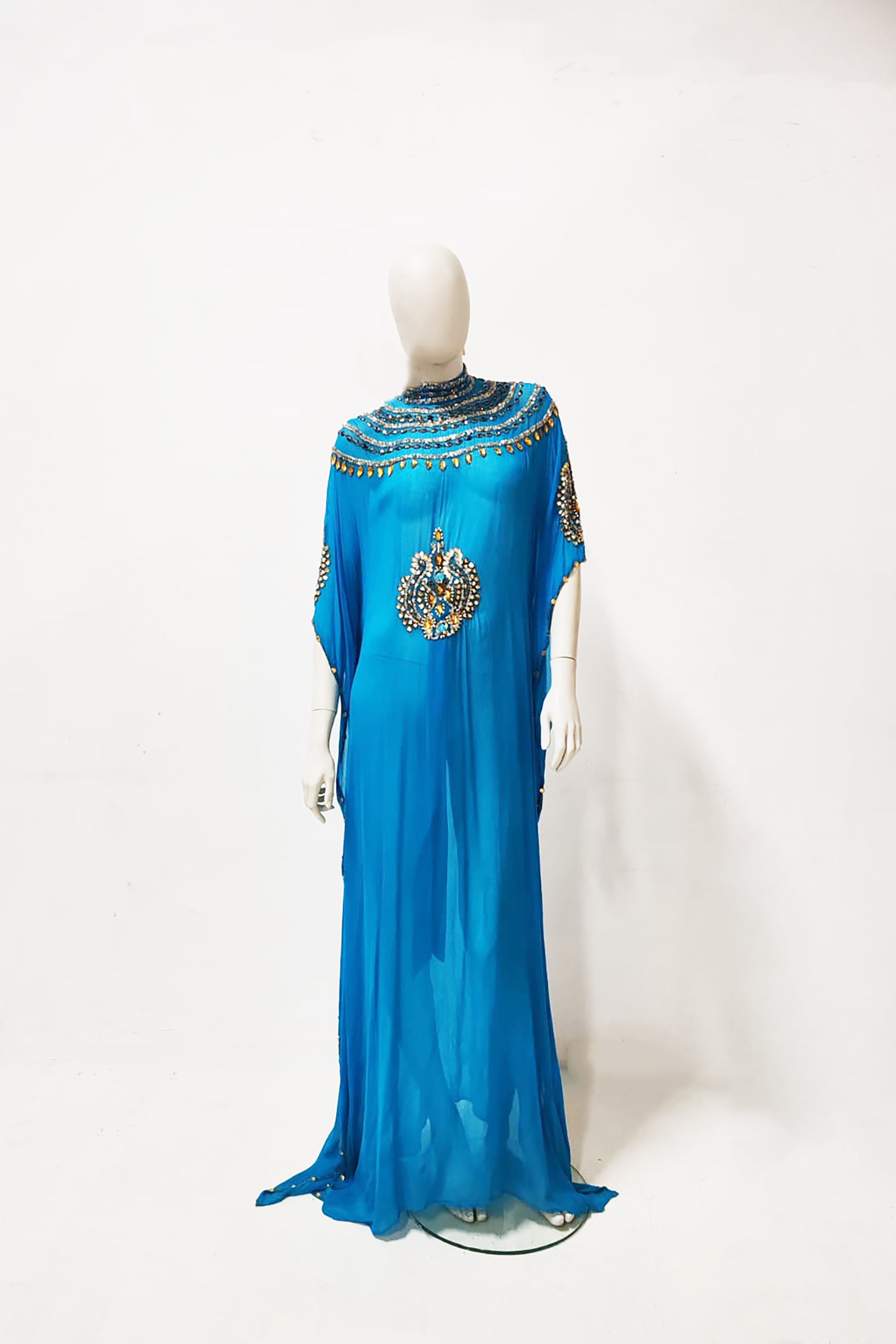 Blue High Neck Jalabiya