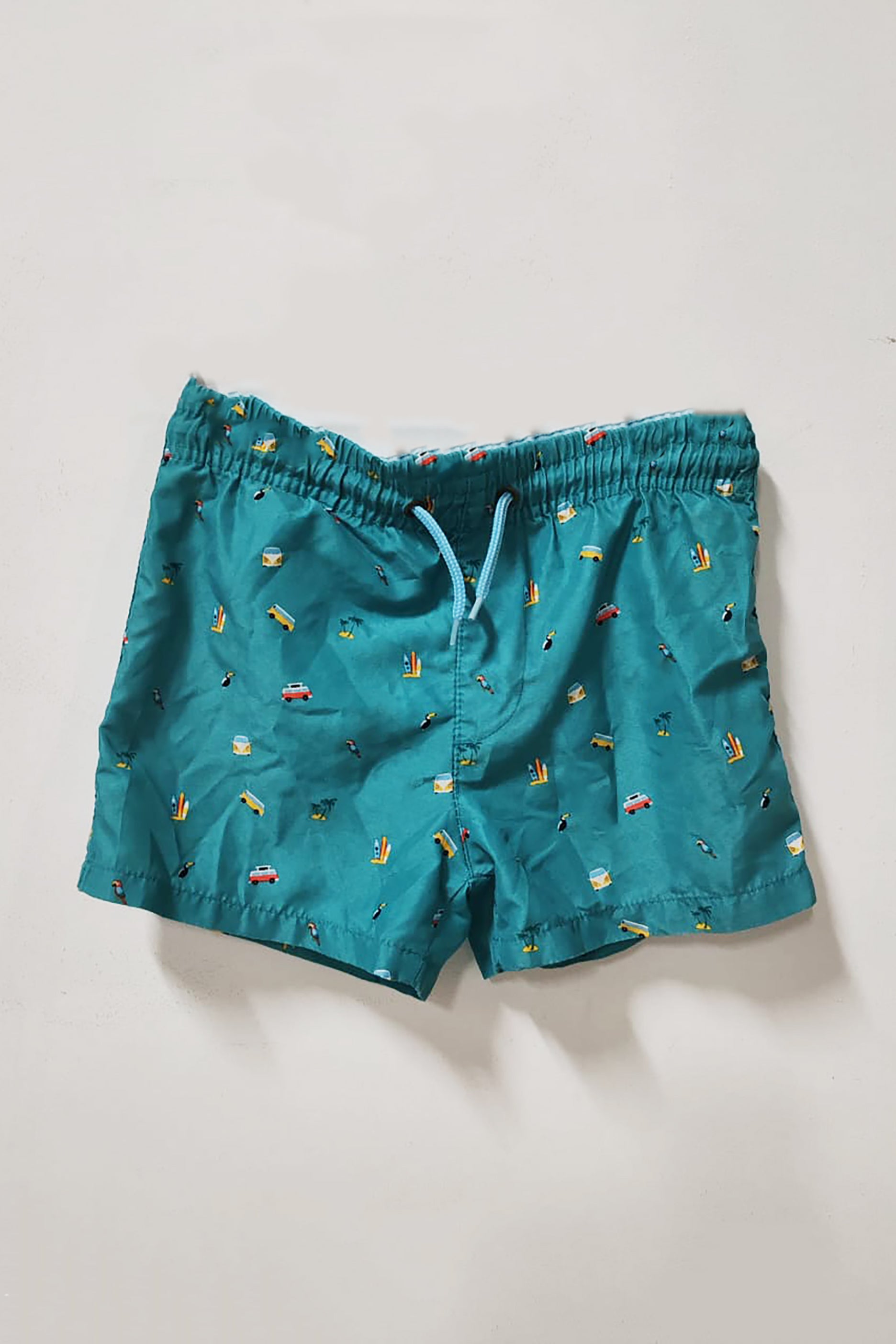 Boys Green Printed Swimming Short