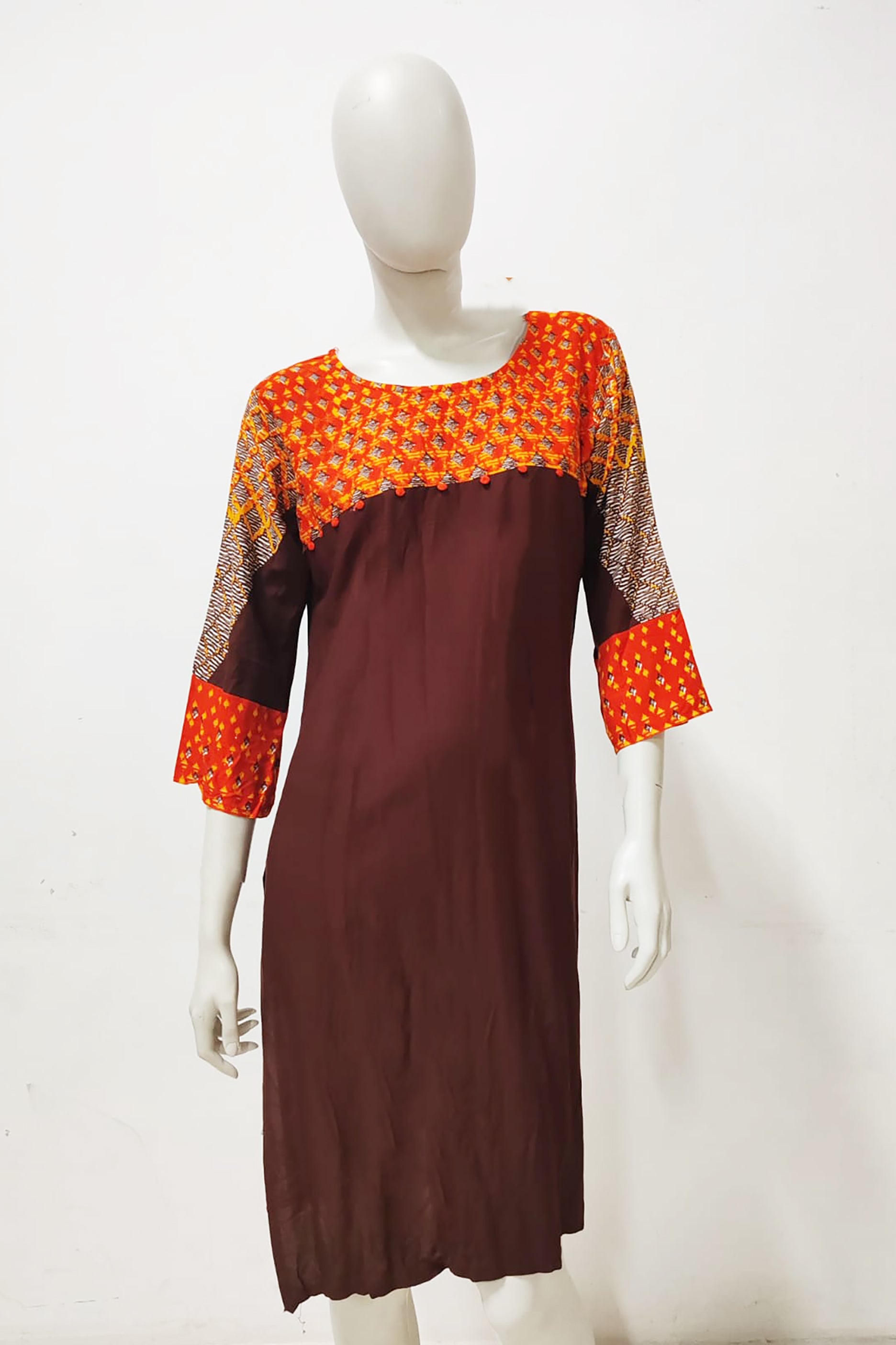 Orange Abstract Design Kurta