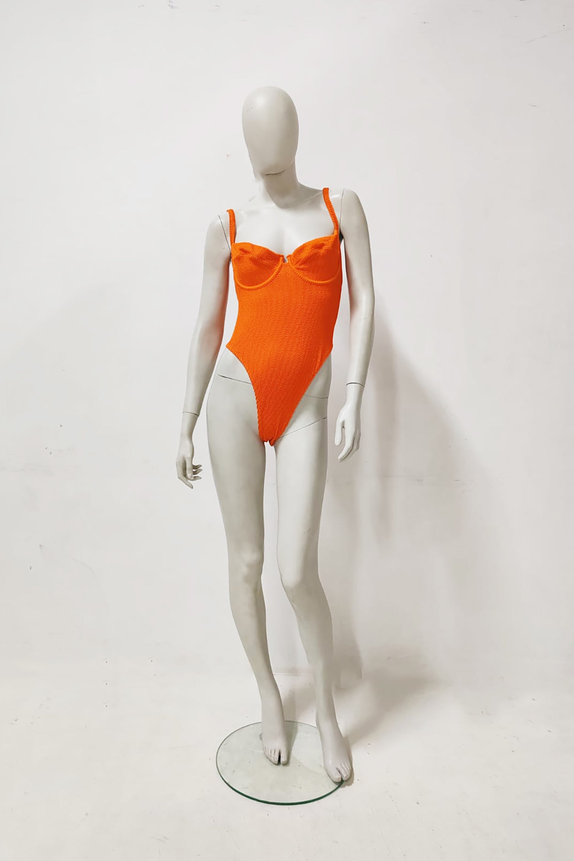 Orange Ruched Cup Swimsuit