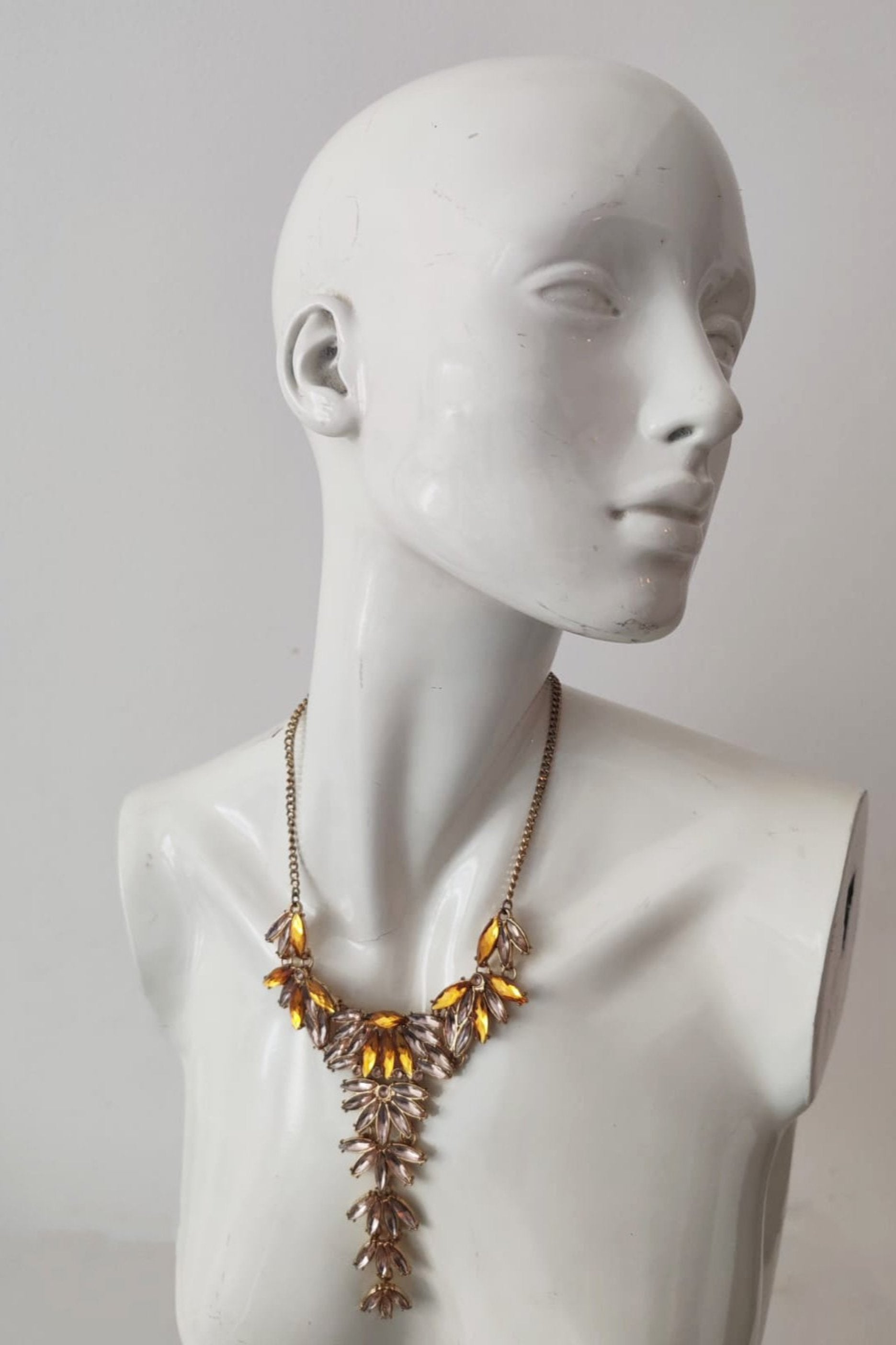 Gold Toned Floral Statement Necklace