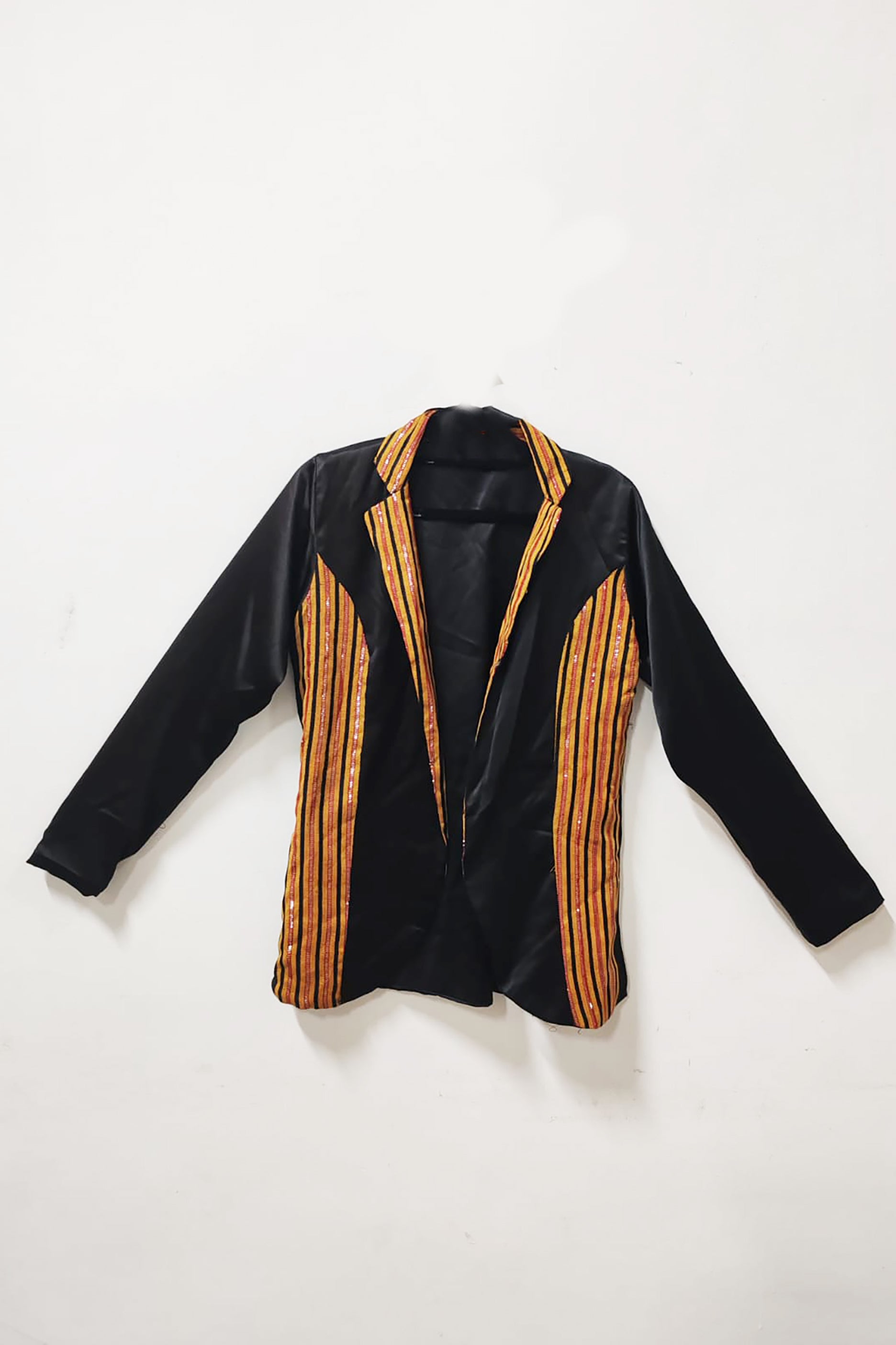 Black and Gold Design Satin Blazer