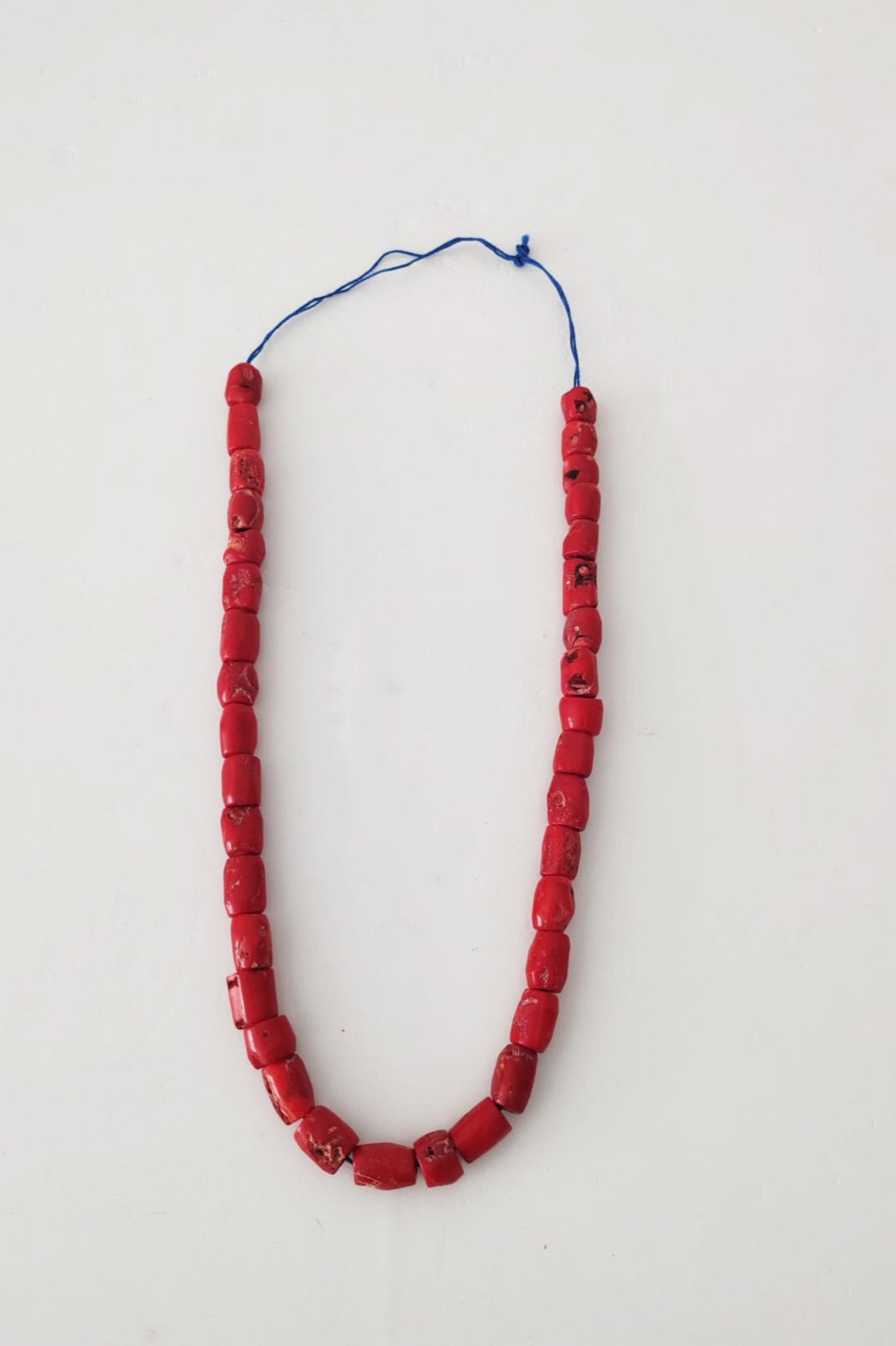 Red Coral Tube Shape Beads Necklace