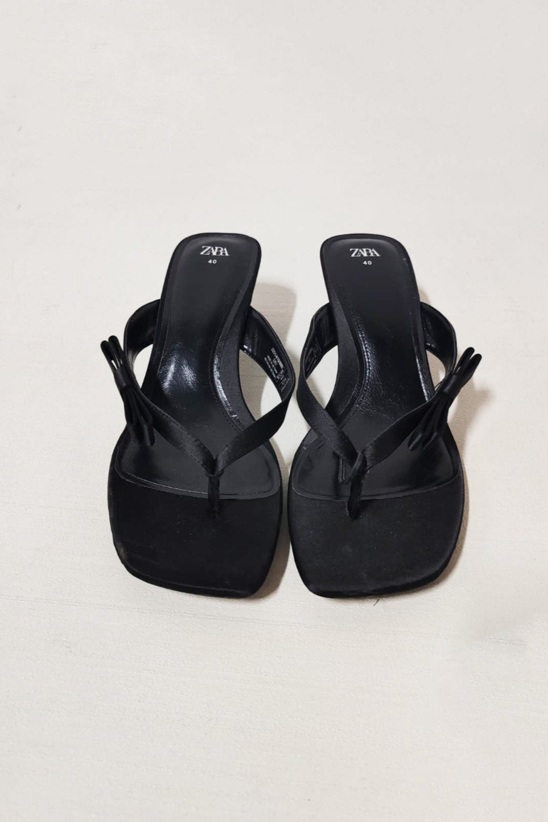 Black Thong Mid Heel Sandals Eu40