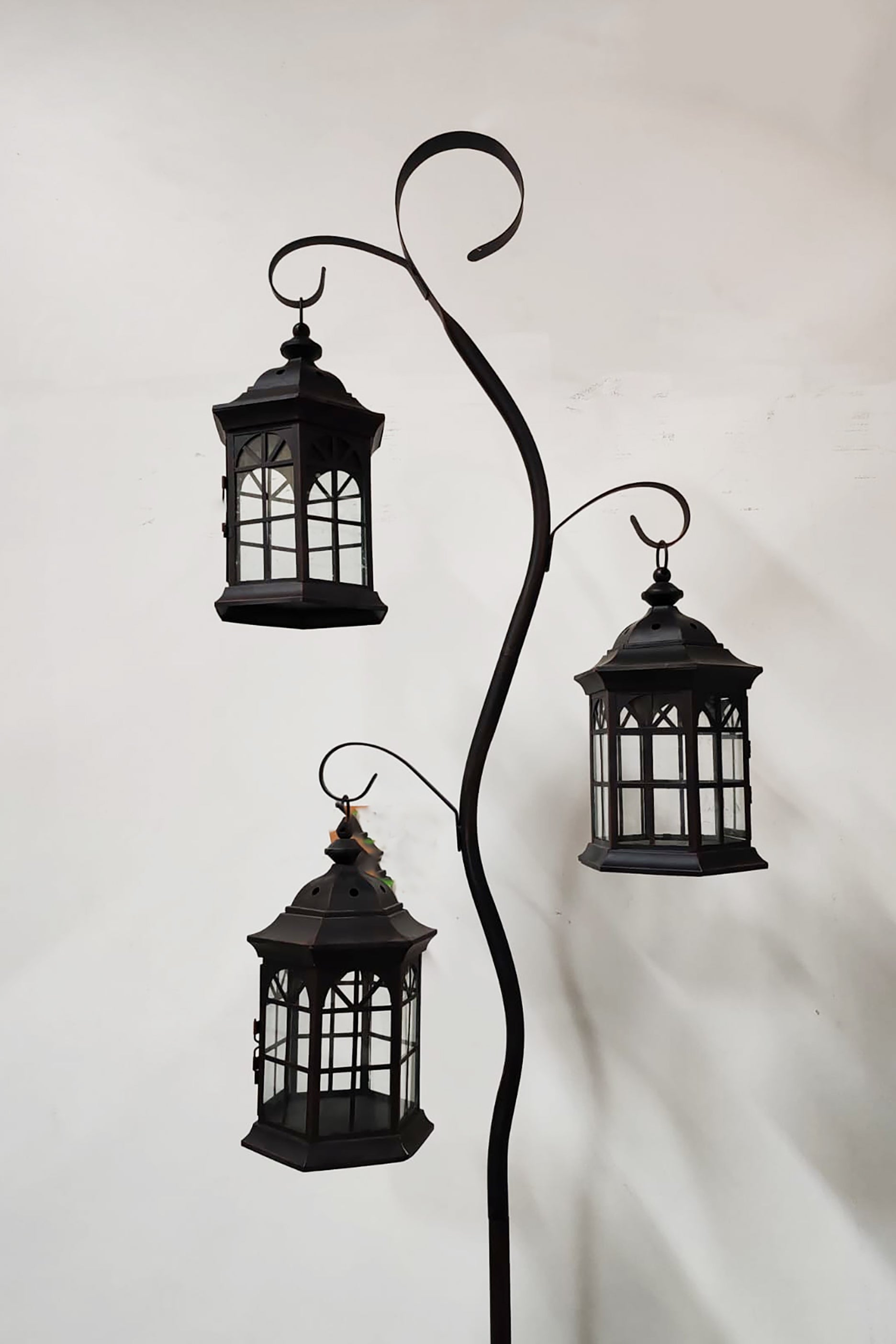 Black Scroll Candle Lantern Tree