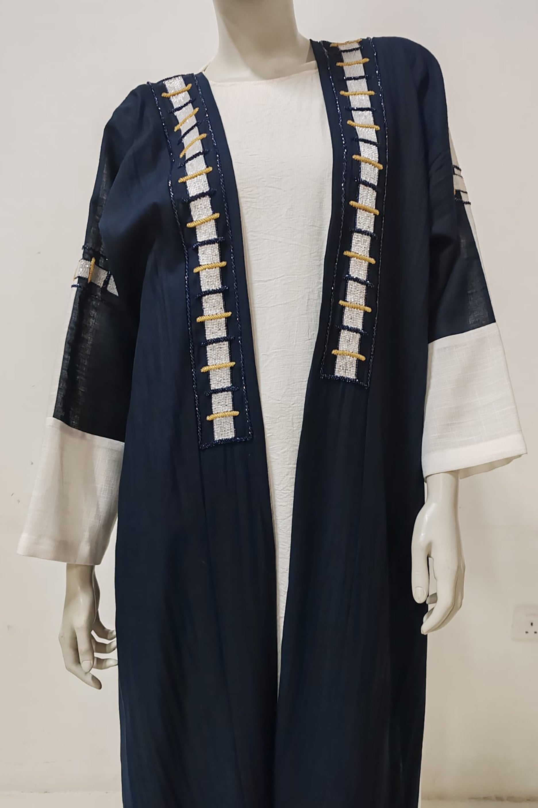 Navy Blue Embroidered Design Abaya