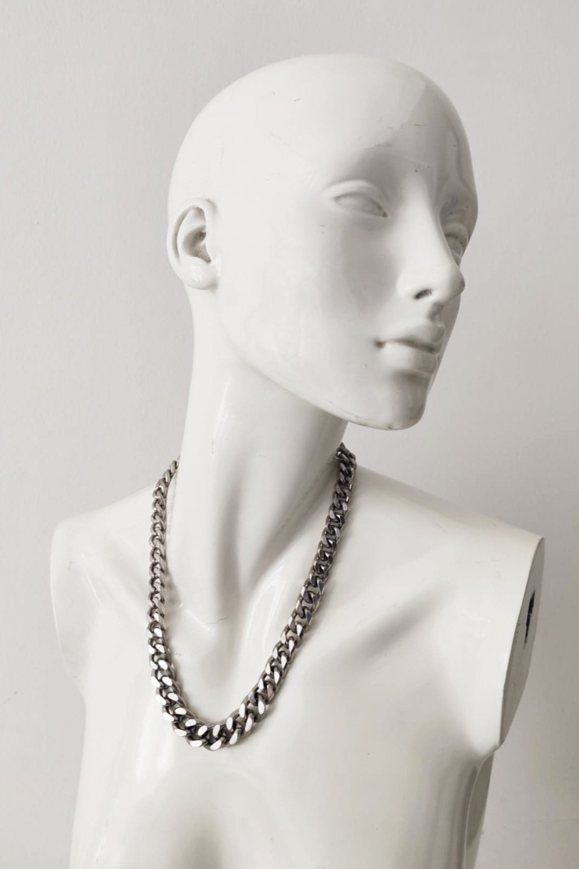 Silver Steel Chain Necklace