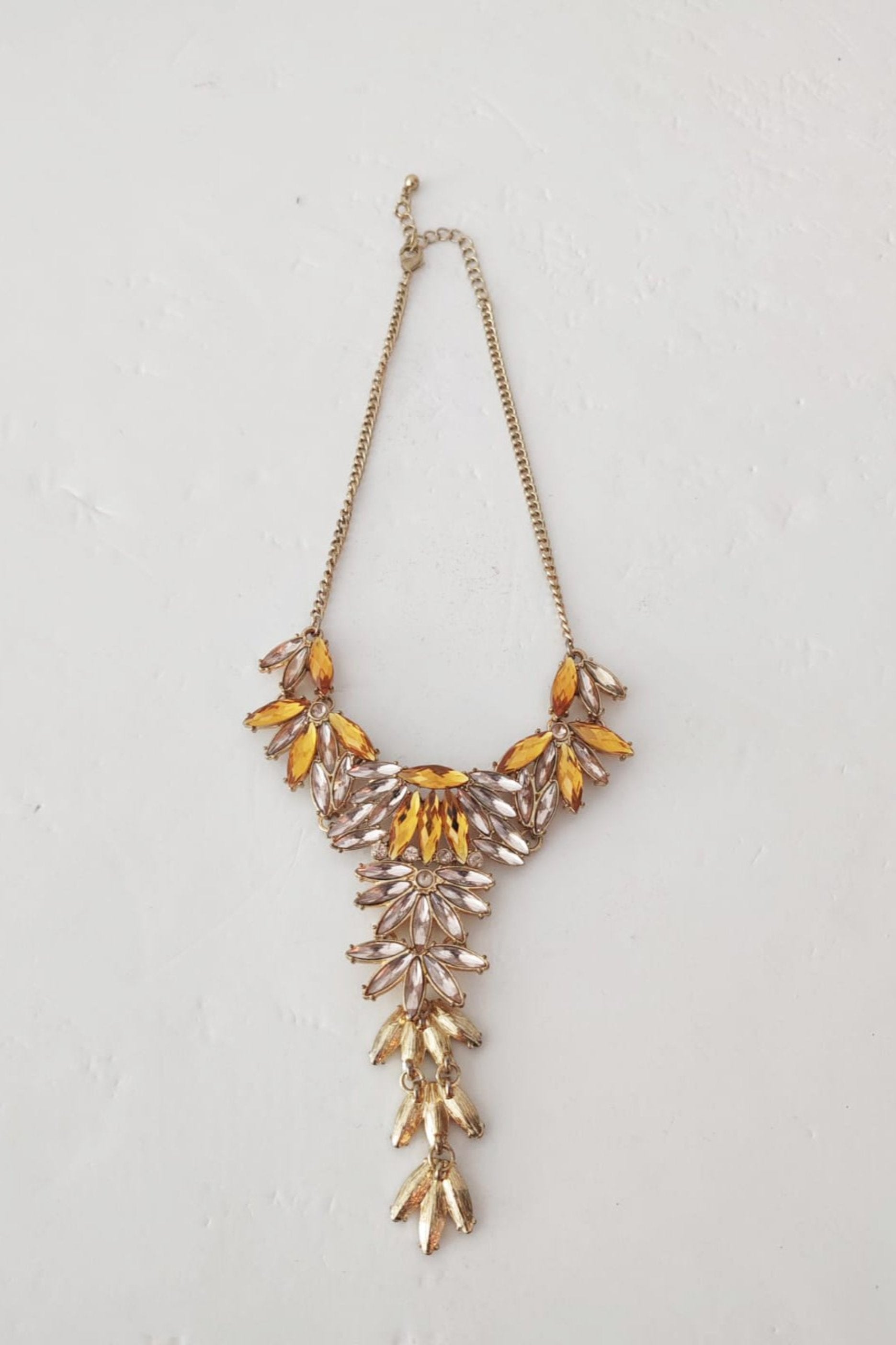 Gold Toned Floral Statement Necklace