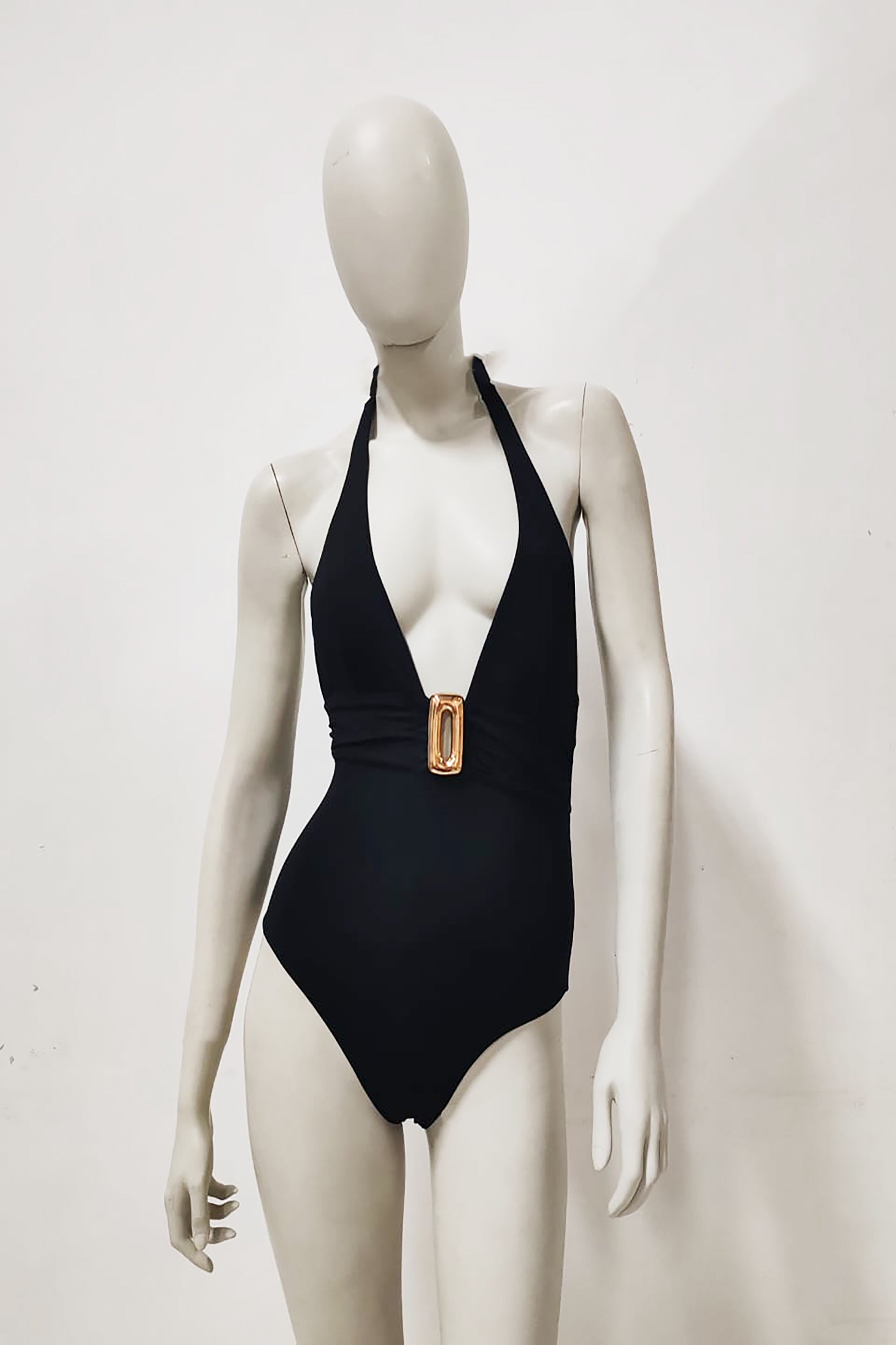 Black Gold Buckle Swimsuit