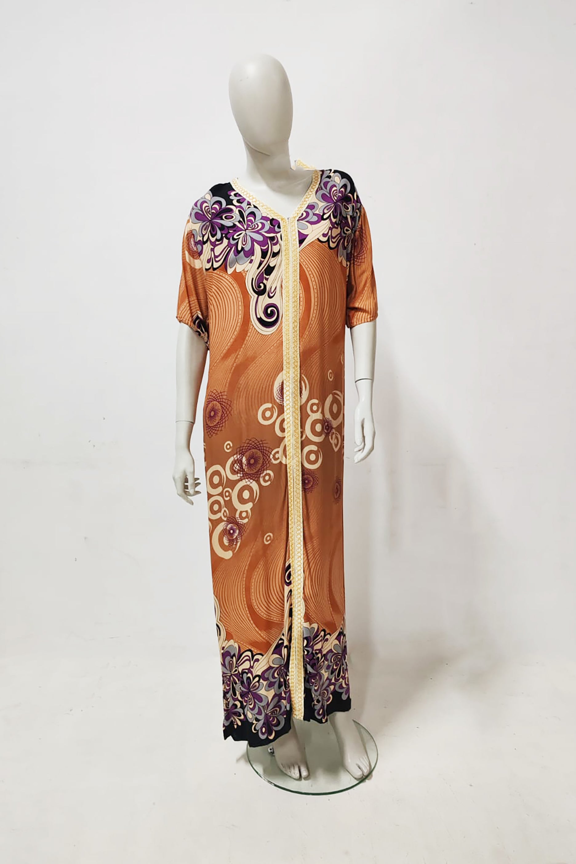 Oversized Brown Printed Jalabiya