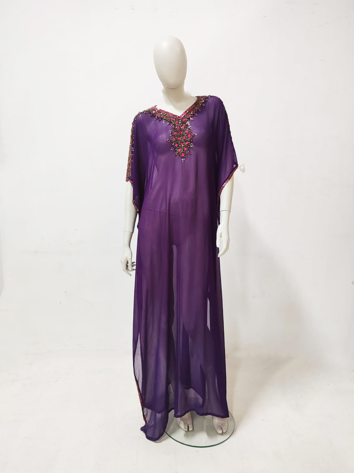 Oversized Violet Kaftan with Embroidery