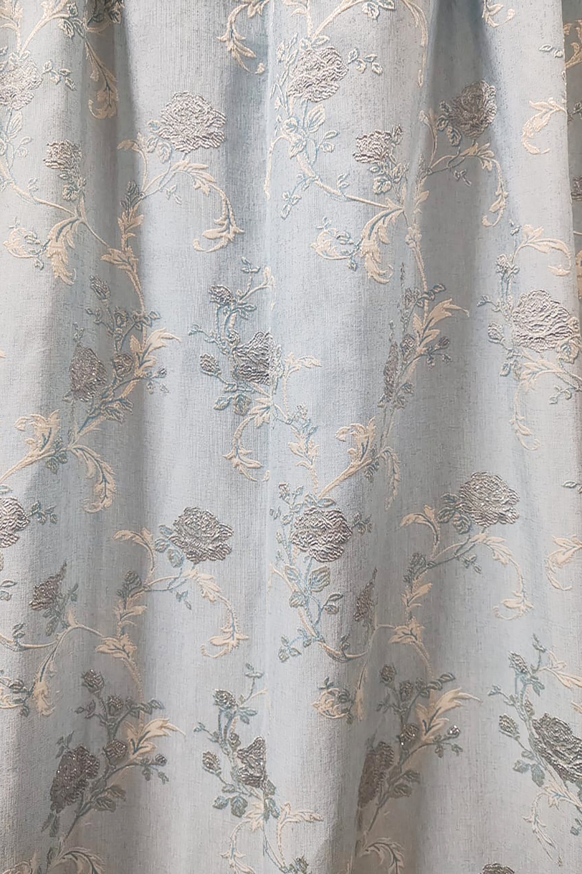 Light Blue Blackout Curtains with Floral Design