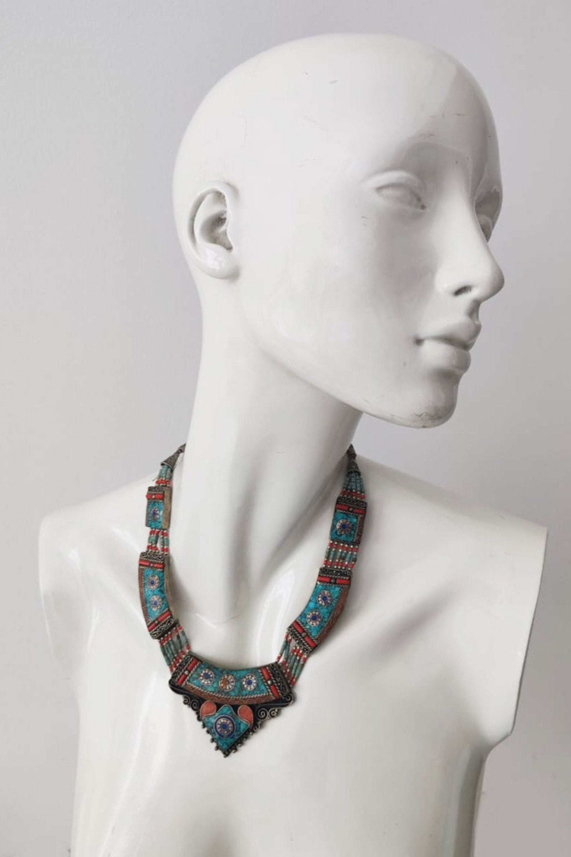 African Metal and stone necklace