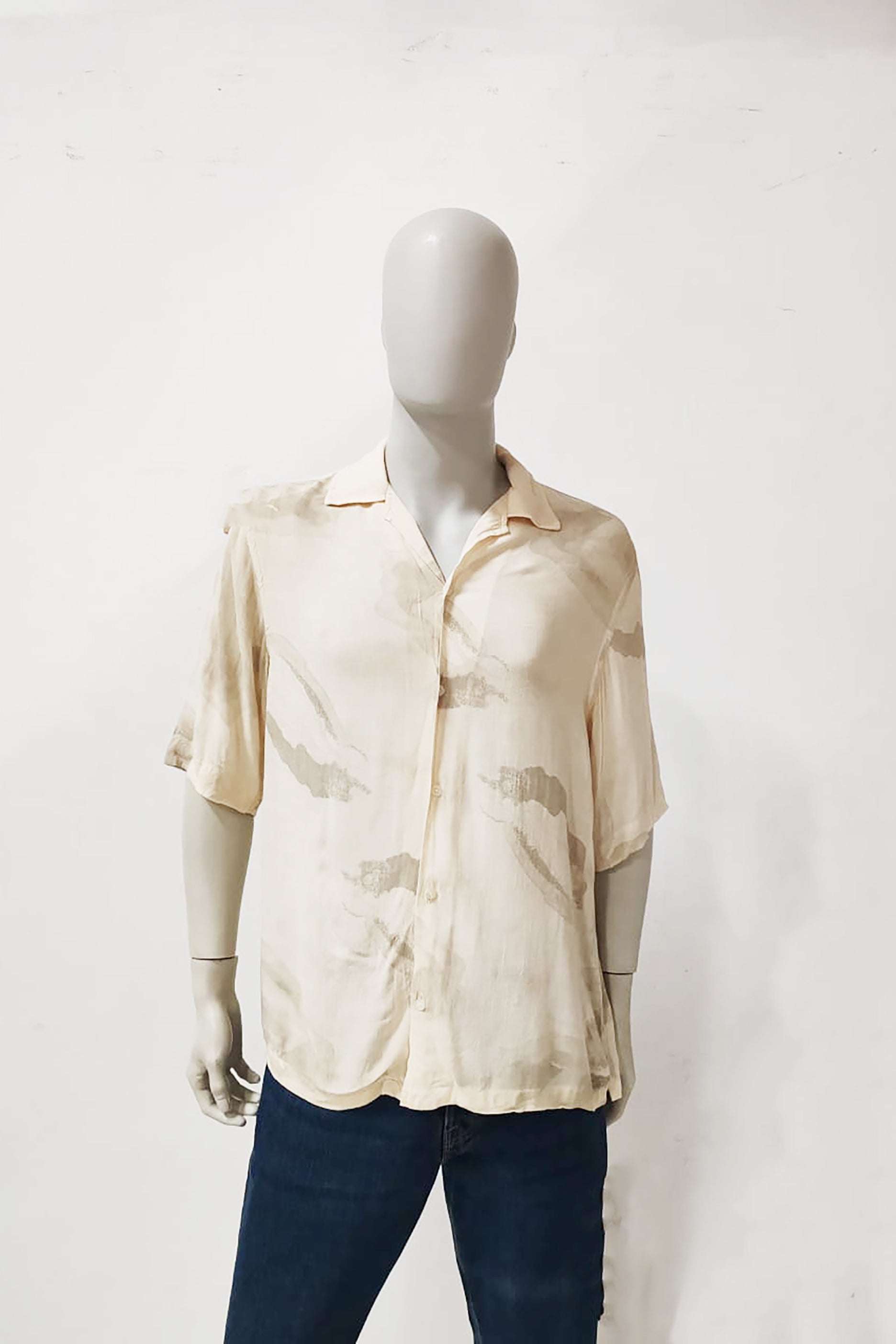 Mens Beige Shirt with Abstract Print