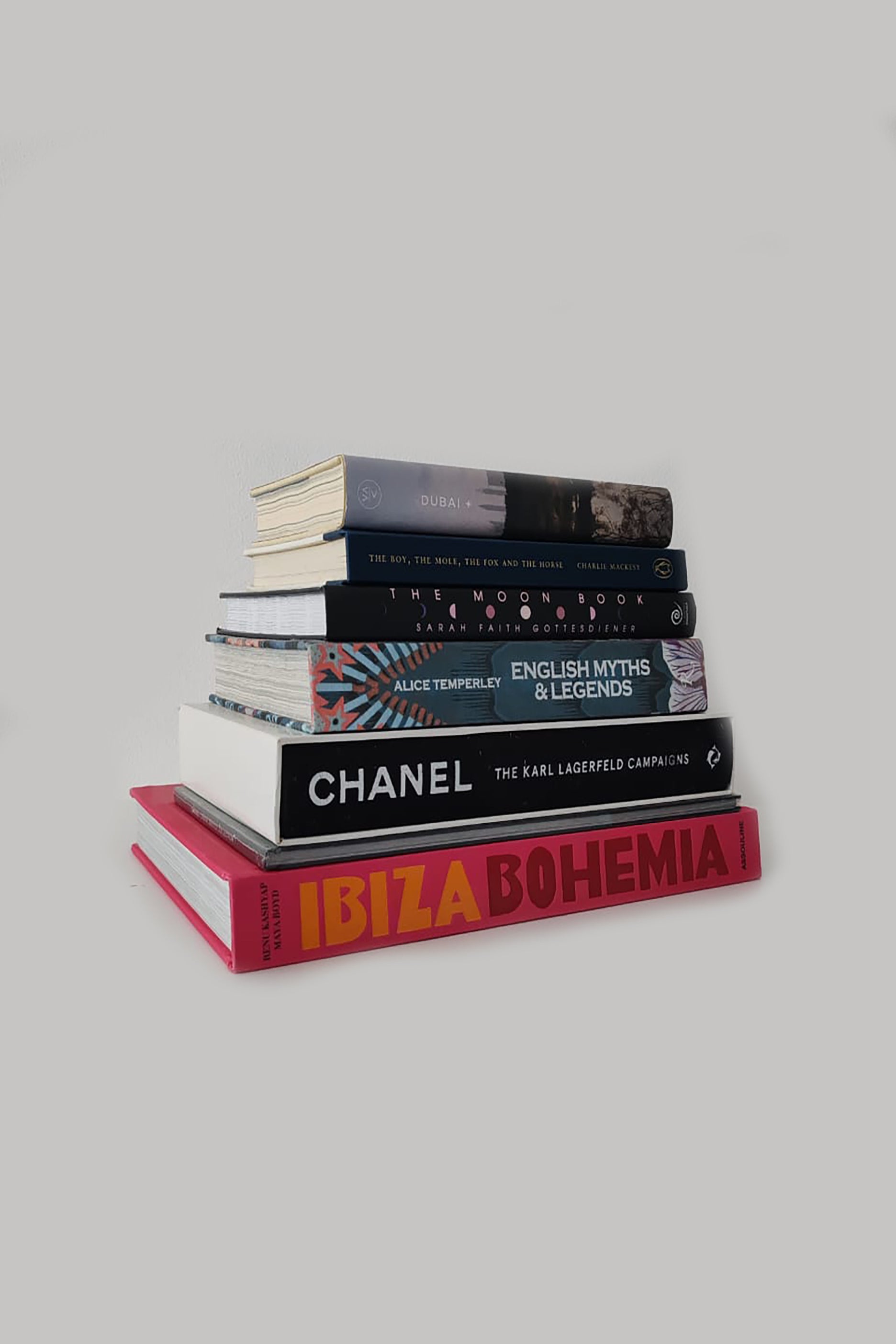 Stack of luxury fashion coffee table books