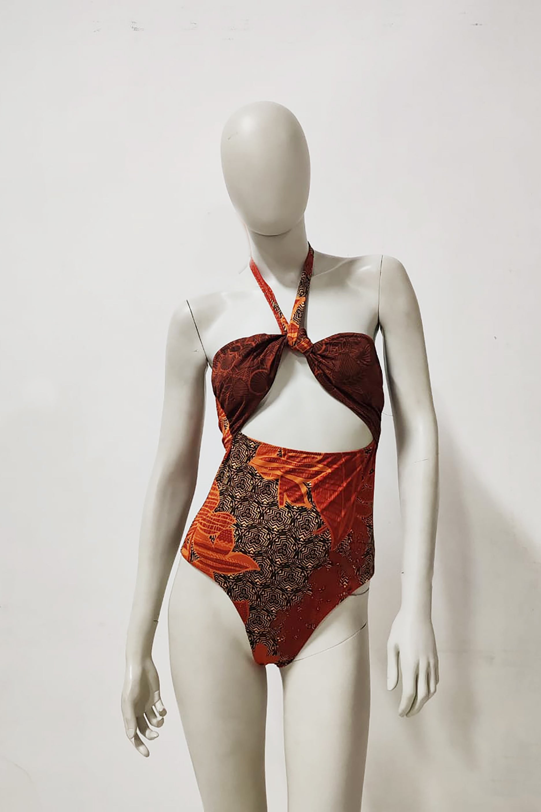 Burnt Orange Design Swimsuit