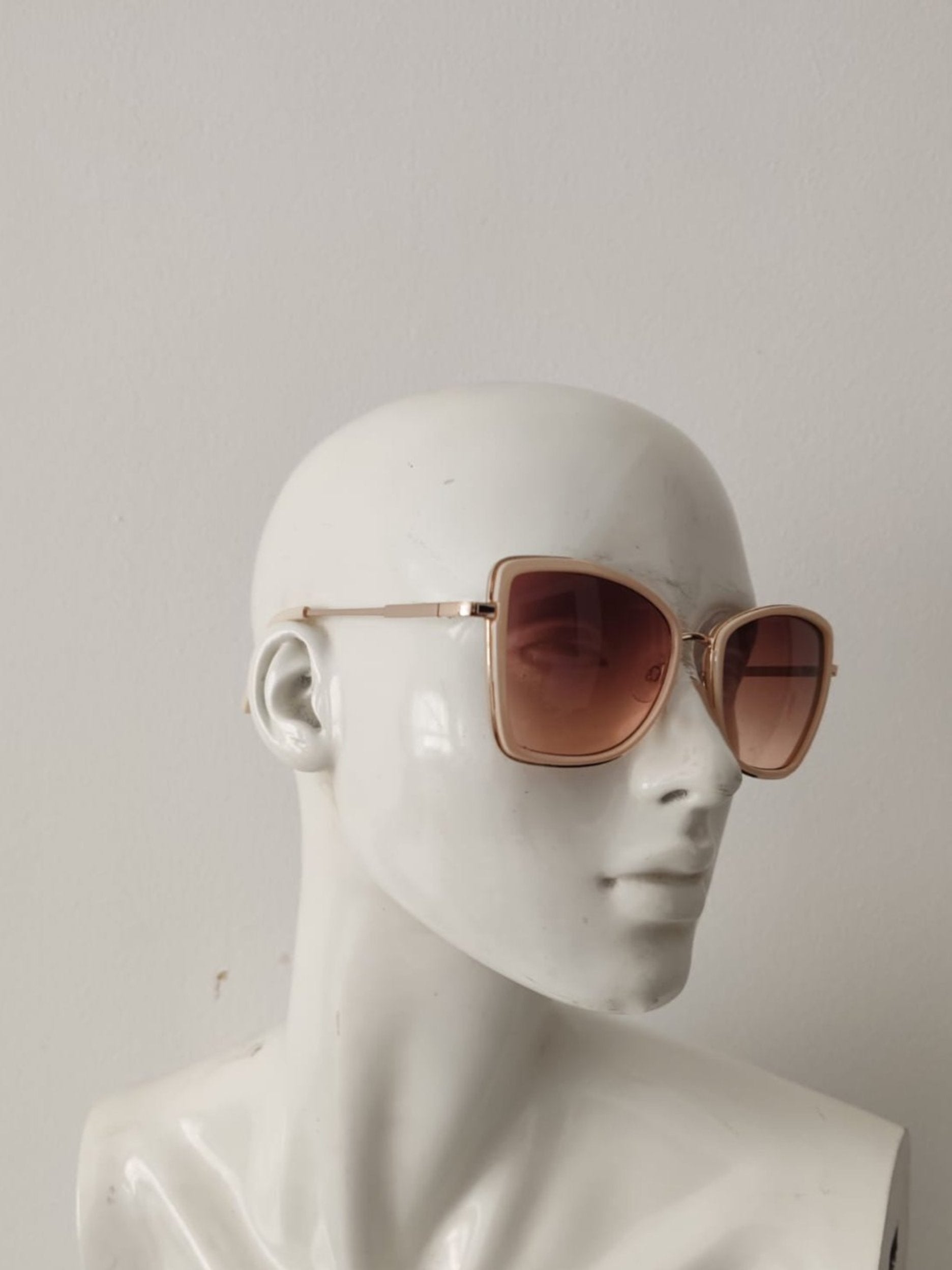 Oversized White Frame with Brown Tinted Sunglasses