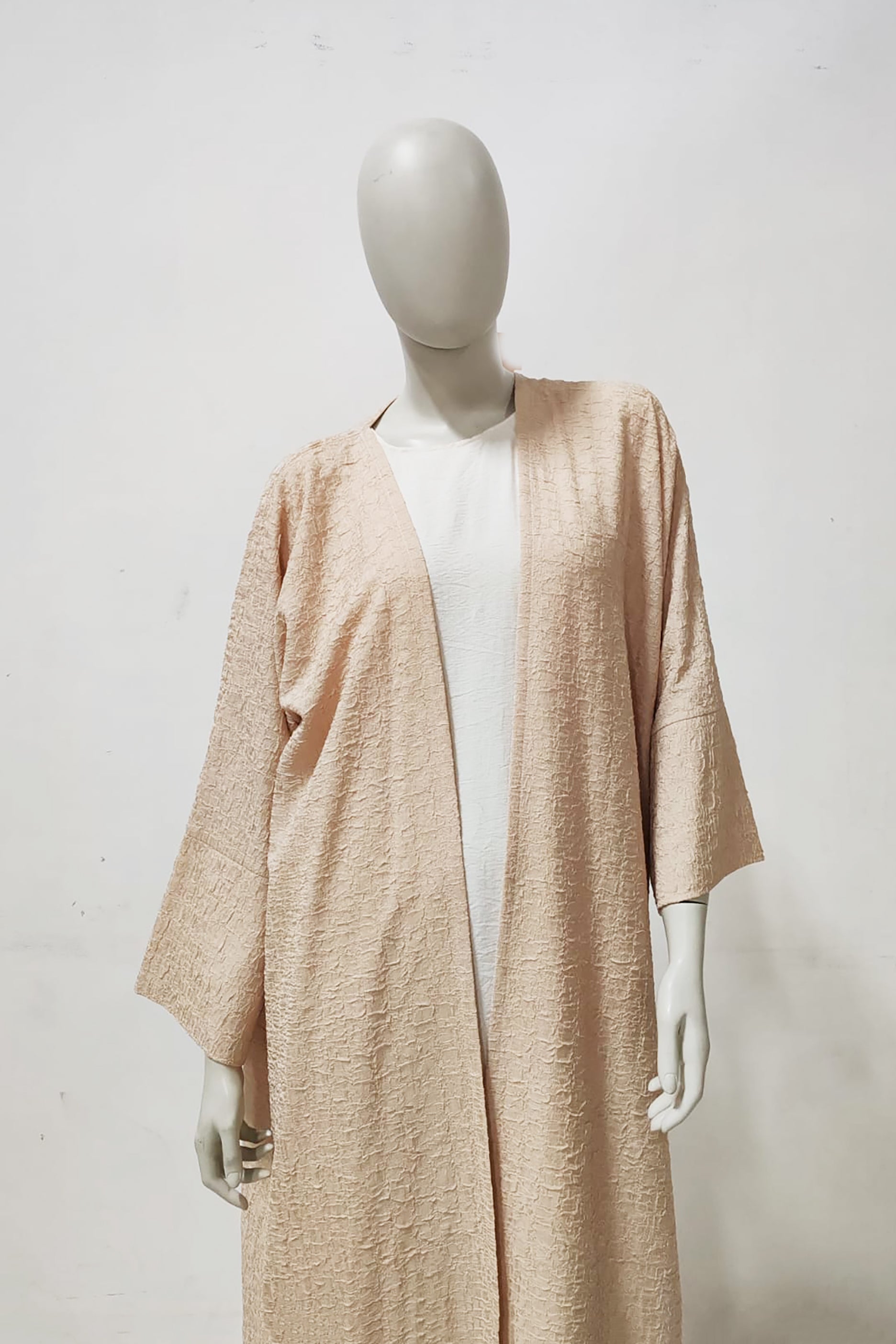 Beige Textured Design Abaya