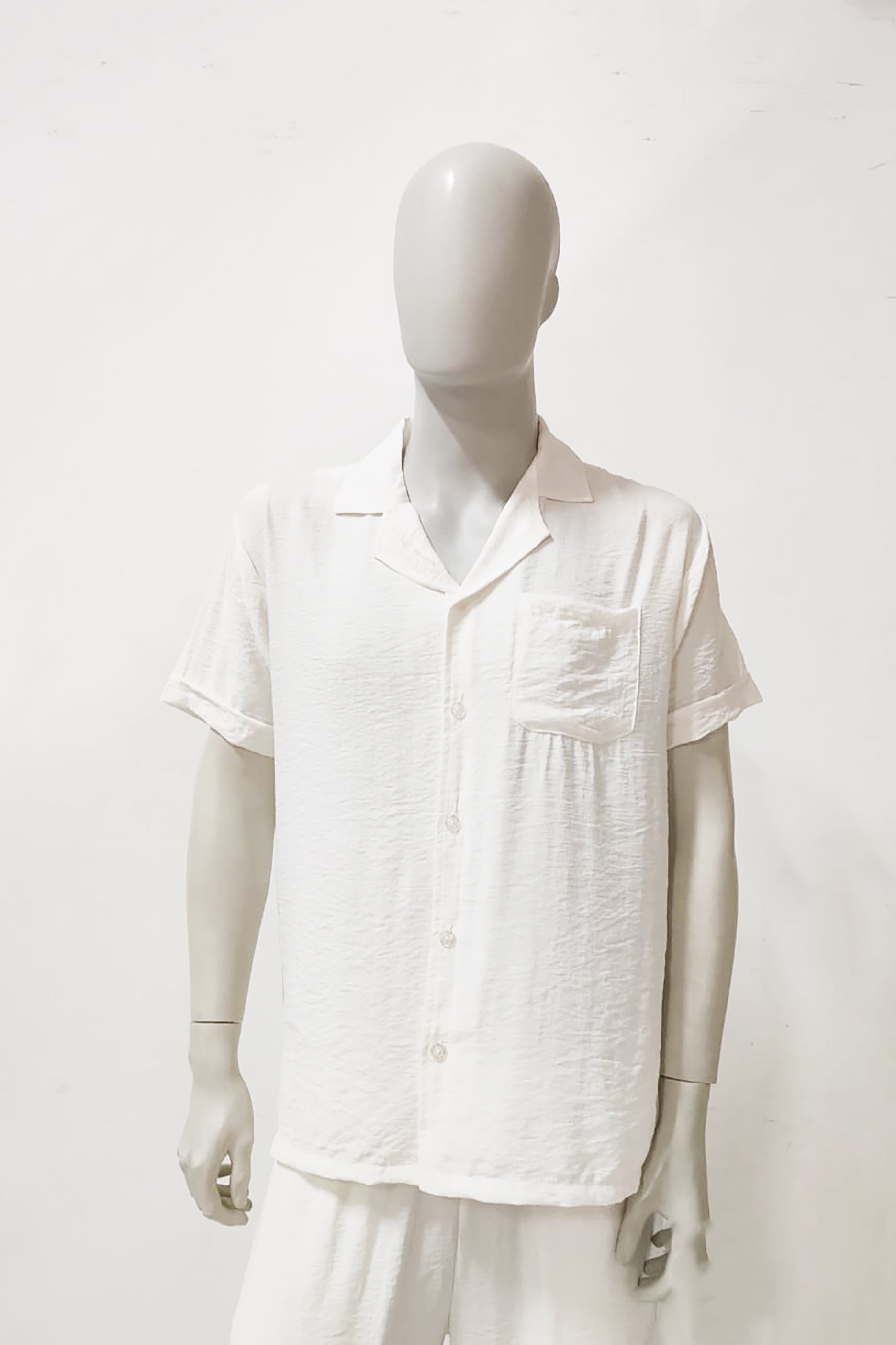 White Beach Button Down Shirt Set