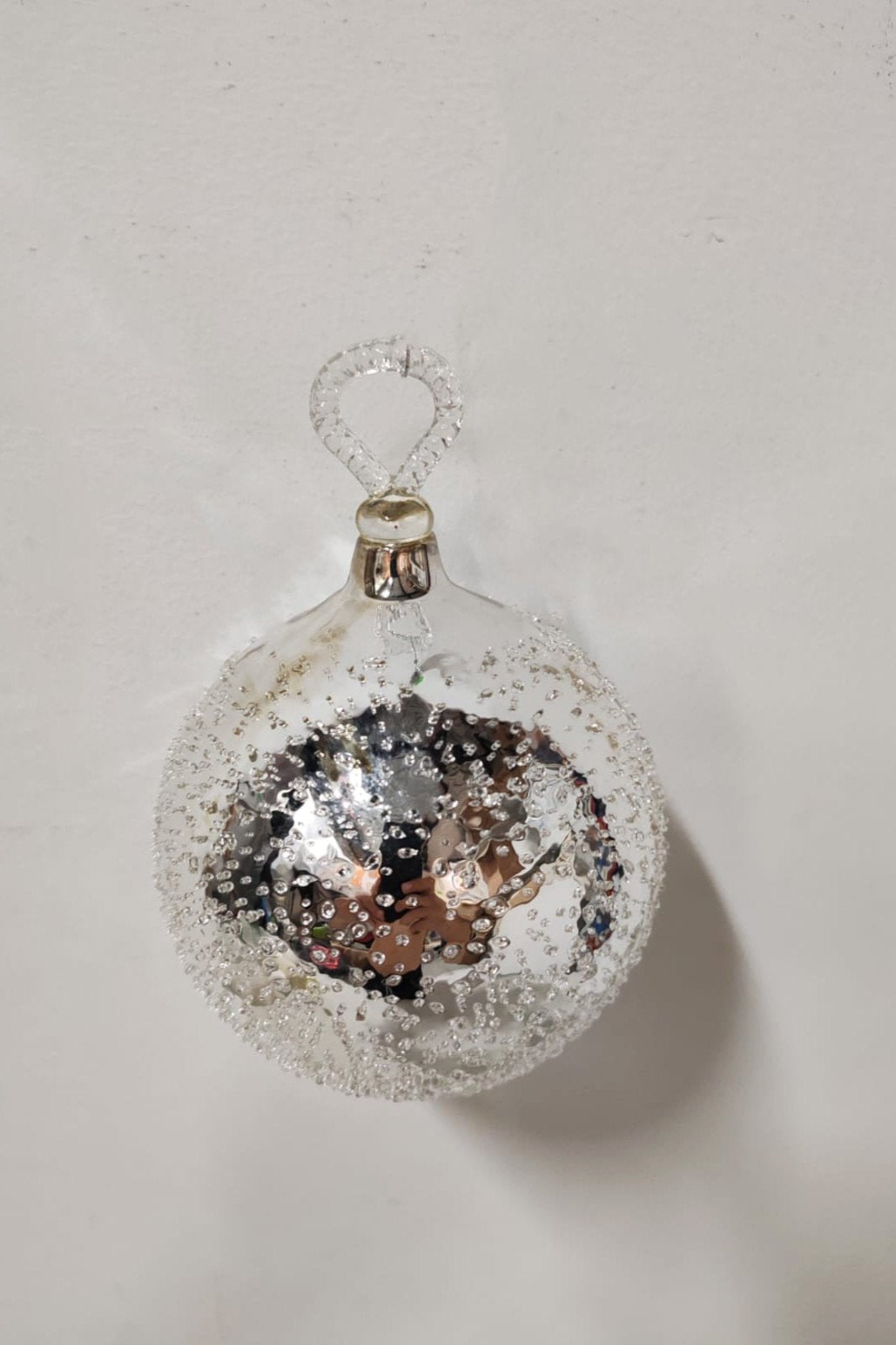 Silver Glass Ball Ornament Bauble